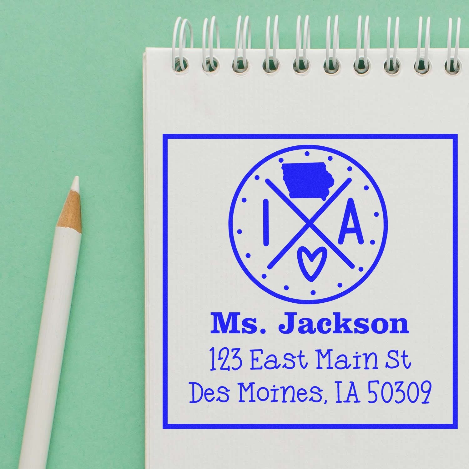 Slim Iowa State Cross Customizable Address Return Pre-Inked Stamp - Engineer Seal Stamps