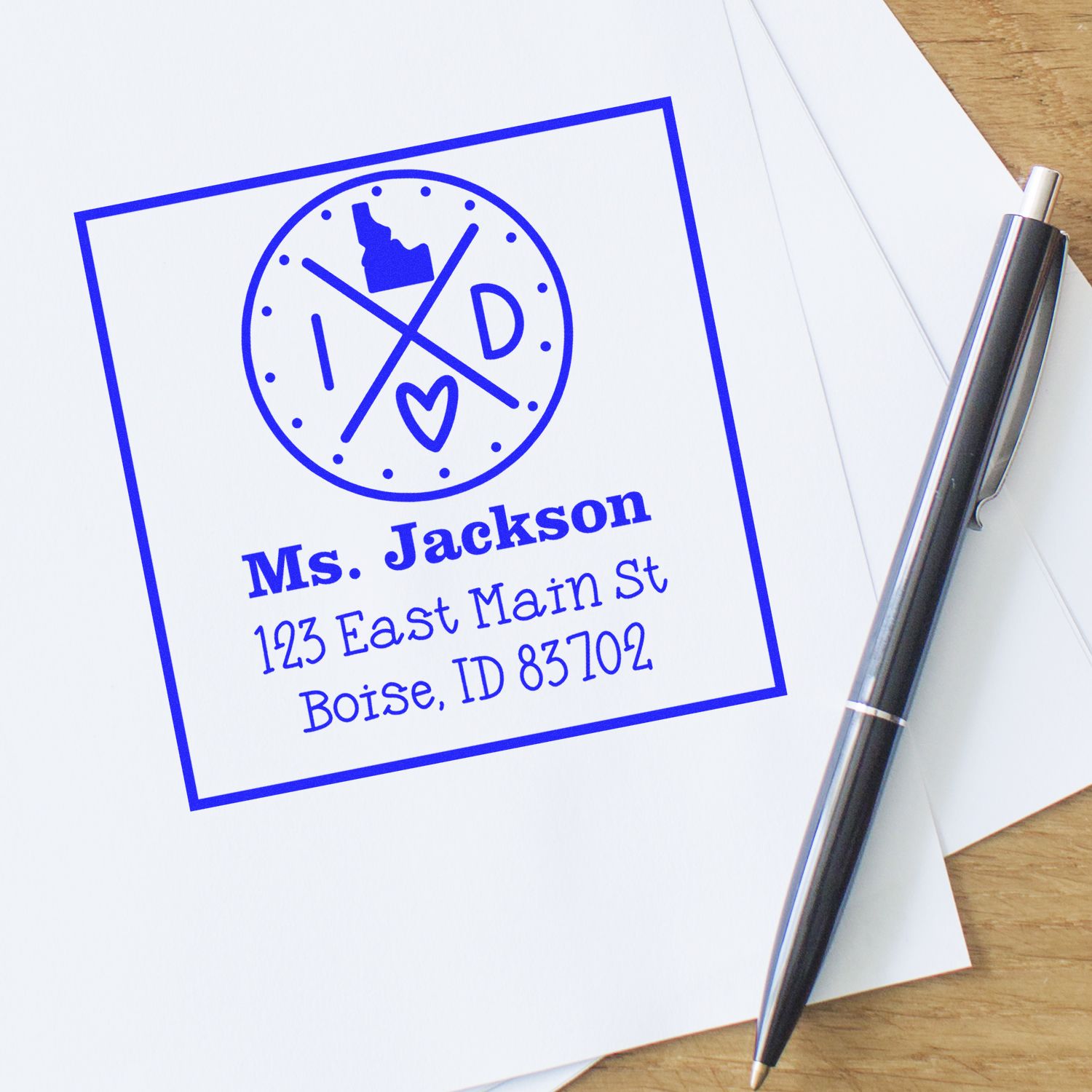 Self-Inking Idaho State Cross Customizable Return Address Stamper - Engineer Seal Stamps