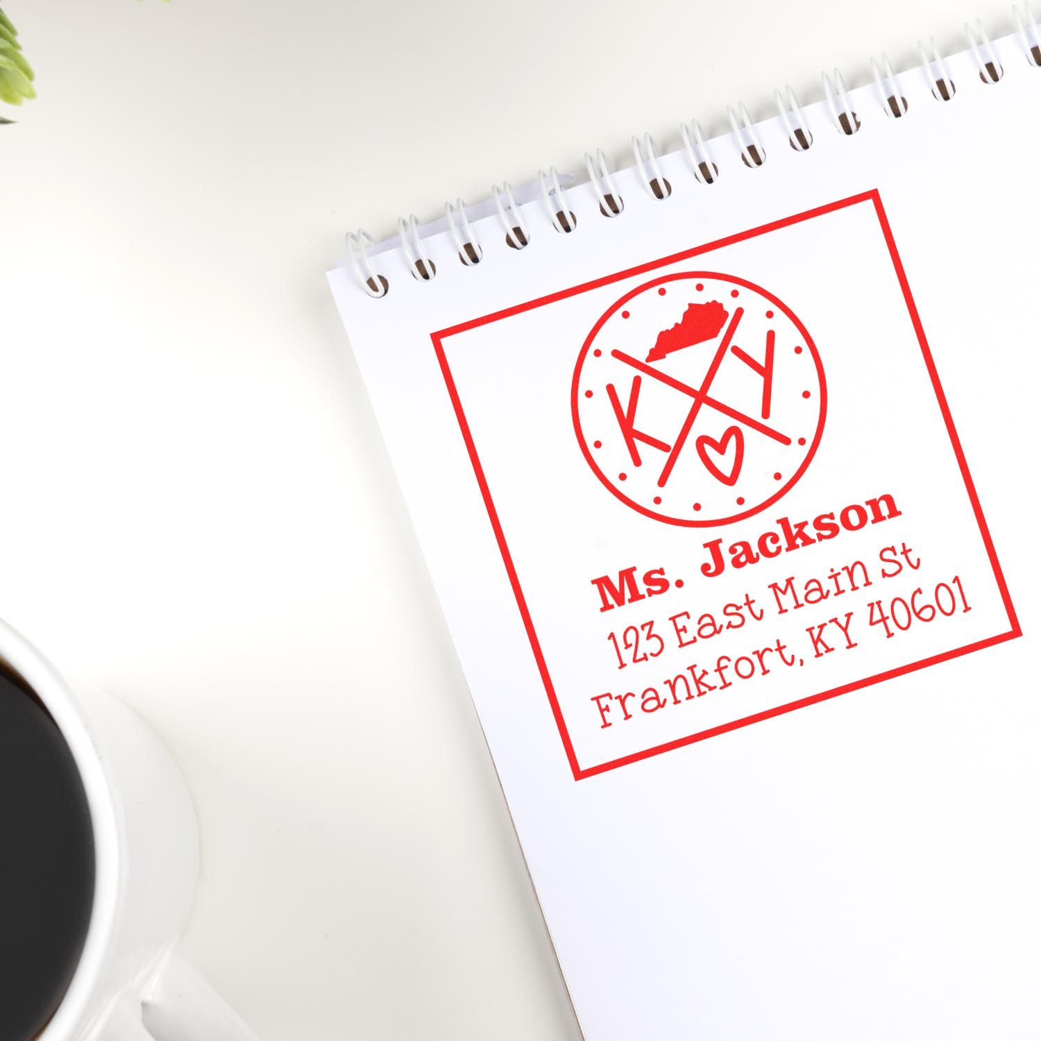 PSI Pre-Inked Kentucky State Cross Customizable Home Address Rubber Stamp - Engineer Seal Stamps