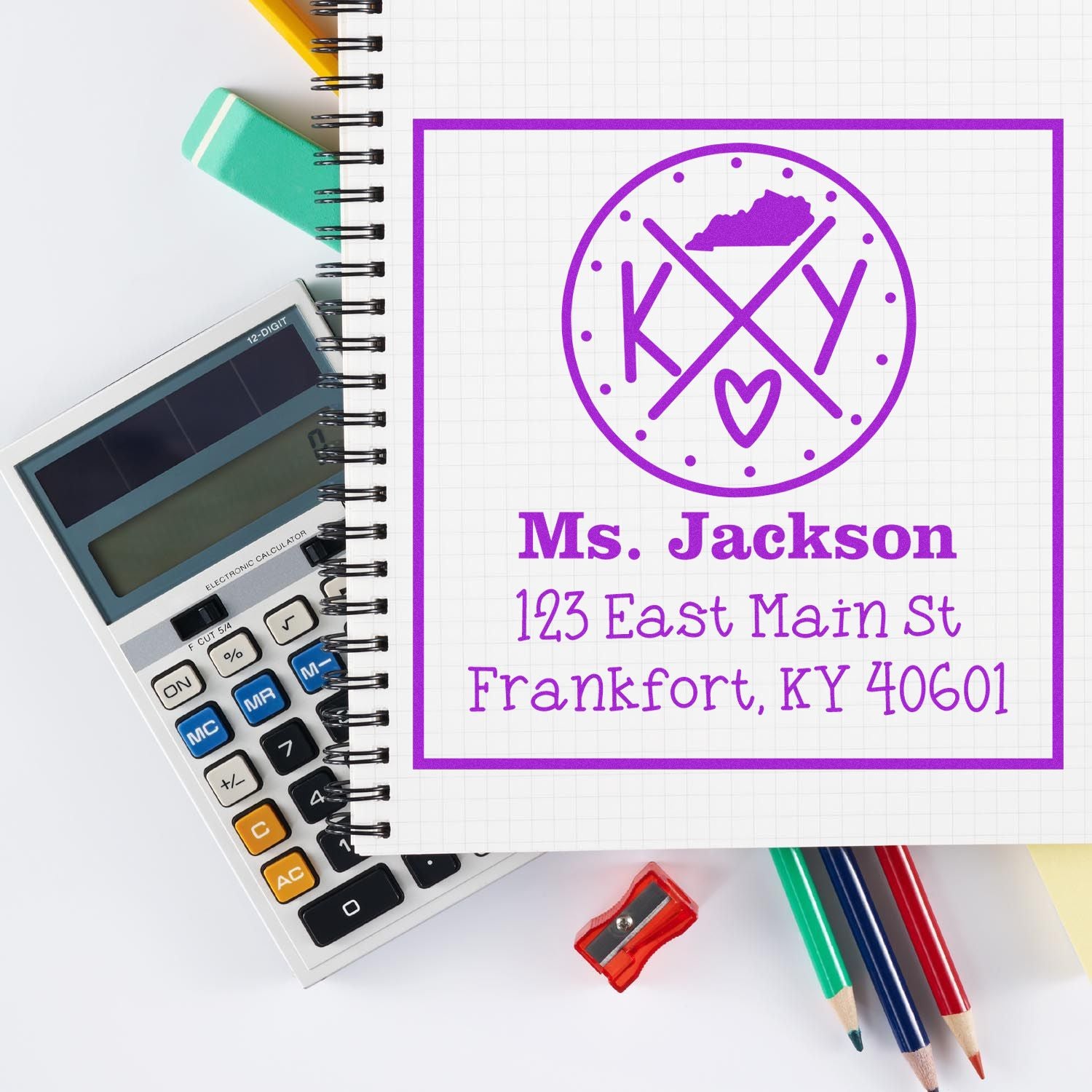 Self-Inking Kentucky State Cross Customizable Mailing Stamp - Engineer Seal Stamps