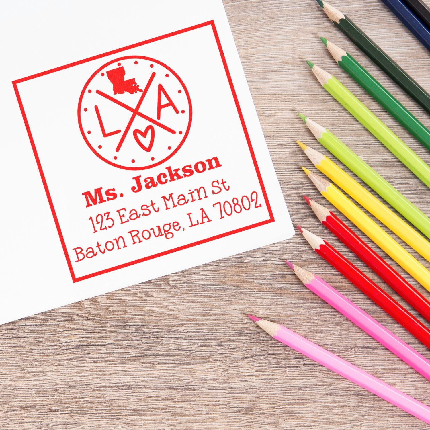 Slim Louisiana State Cross Customizable Mailing Address Pre-Inked Stamp - Engineer Seal Stamps