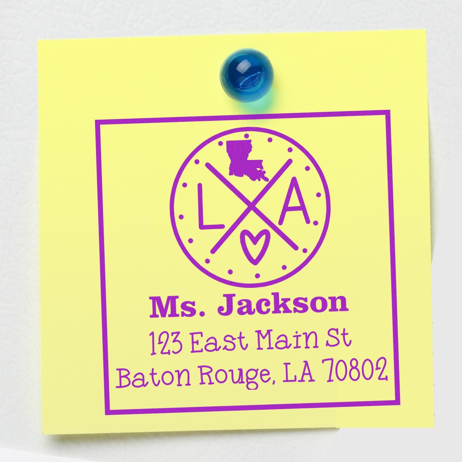 Slim Louisiana State Cross Customizable Mailing Address Pre-Inked Stamp - Engineer Seal Stamps