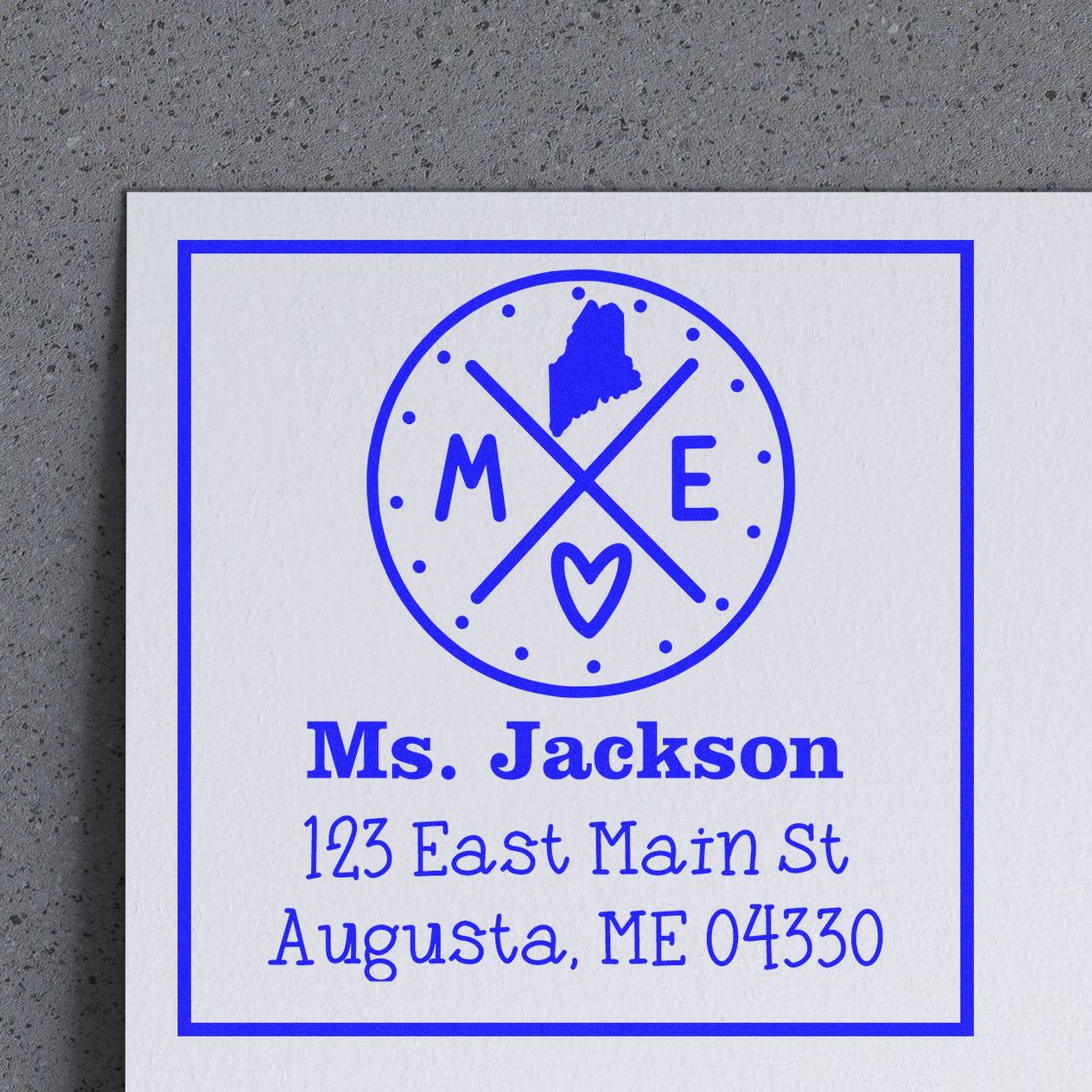 Wood Handle Maine State Cross Customizable Return Address Stamp - Engineer Seal Stamps