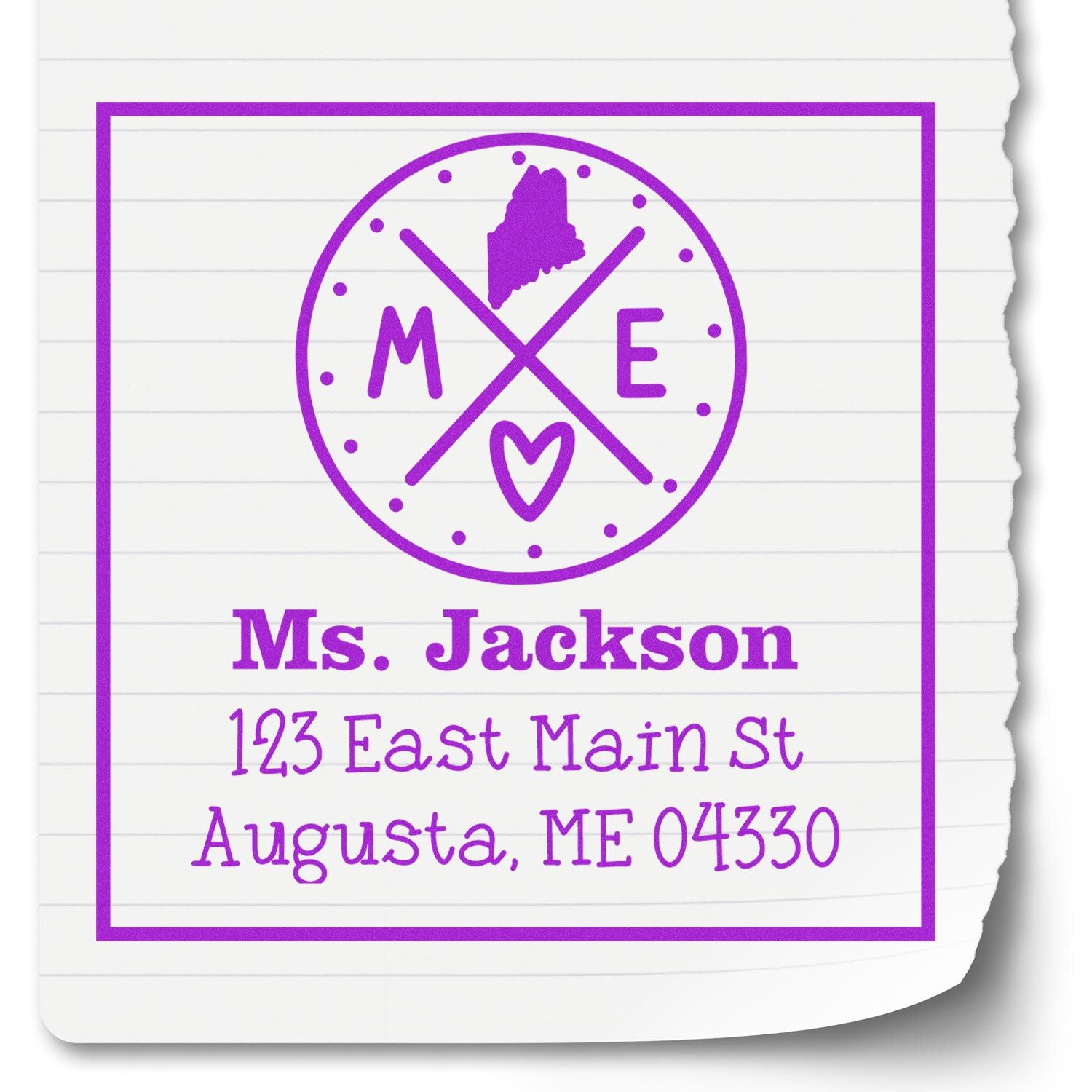 PSI Pre-Inked Maine State Cross Customizable New Home Address Stamper - Engineer Seal Stamps