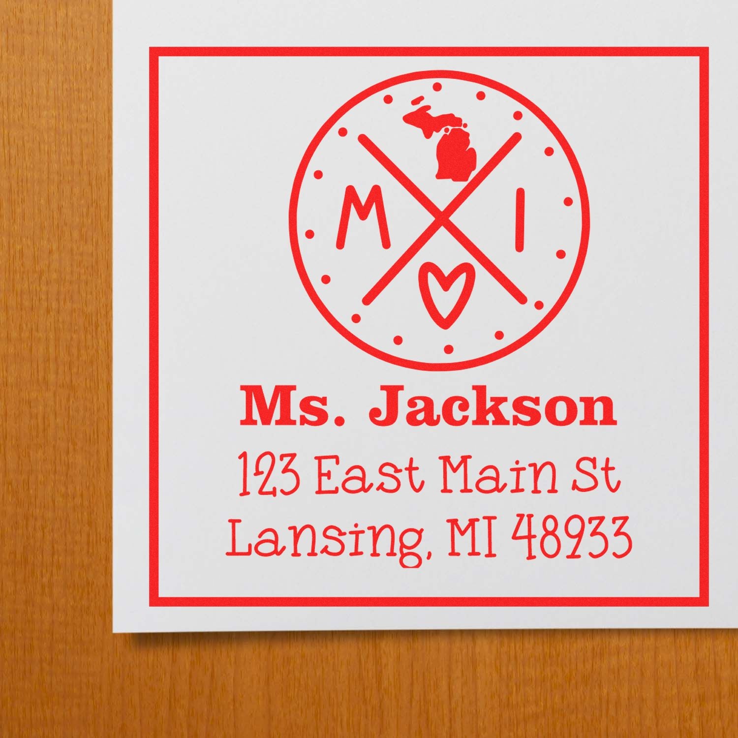 PSI Pre-Inked Michigan State Cross Customizable Address Return Stamper - Engineer Seal Stamps
