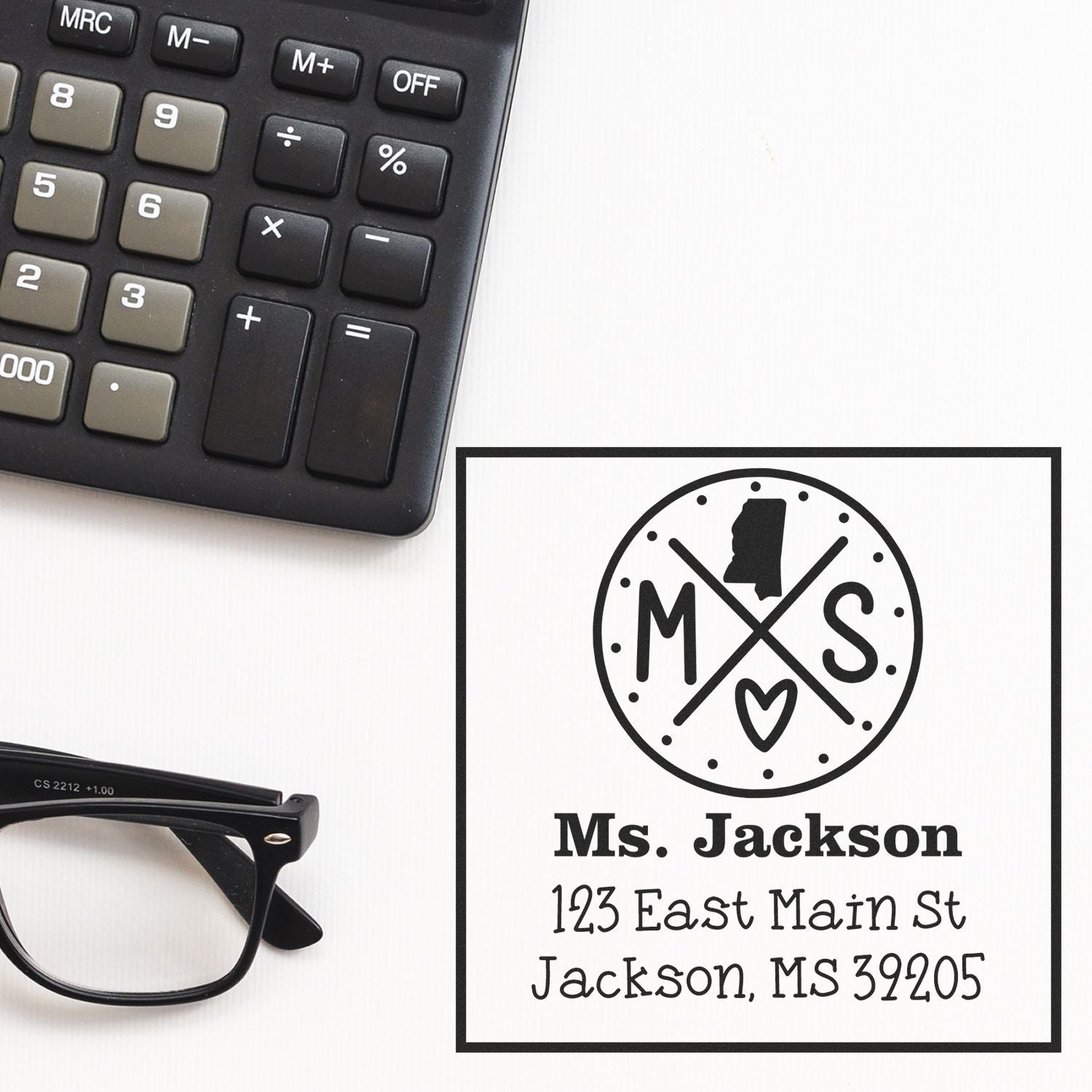 PSI Pre-Inked Mississippi State Cross Customizable Mailing Address Stamp - Engineer Seal Stamps