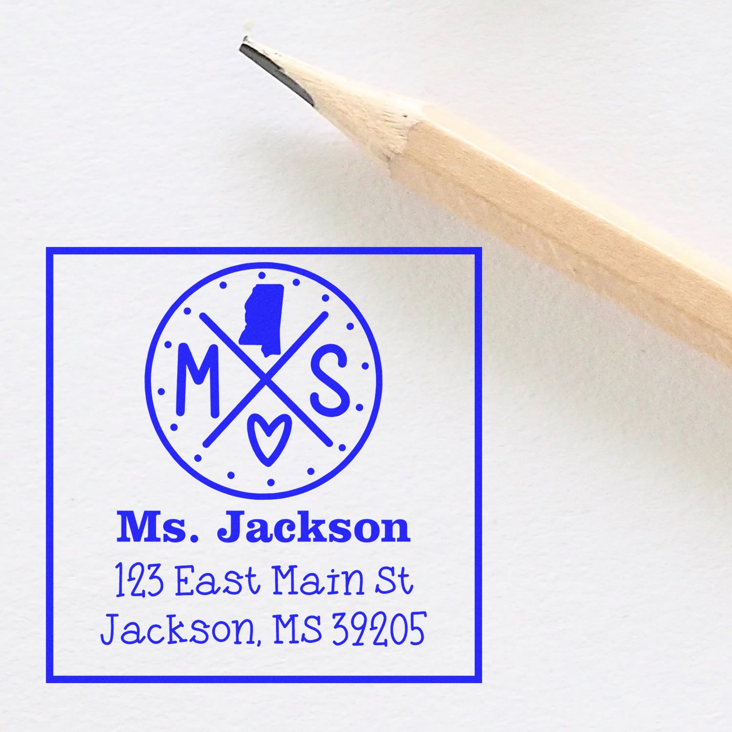 Slim Mississippi State Cross Customizable New Address Pre-Inked Stamp - Engineer Seal Stamps
