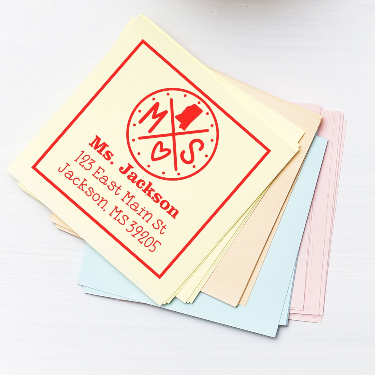 PSI Pre-Inked Mississippi State Cross Customizable Mailing Address Stamp - Engineer Seal Stamps