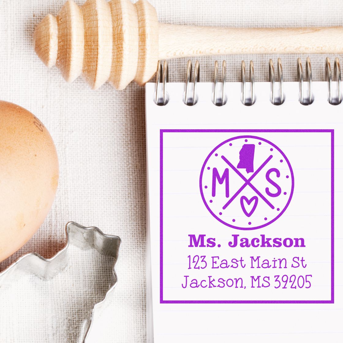 PSI Pre-Inked Mississippi State Cross Customizable Mailing Address Stamp - Engineer Seal Stamps