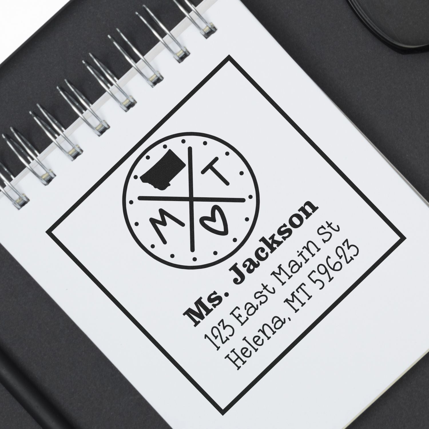 PSI Pre-Inked Montana State Cross Customizable Mailing Address Rubber Stamp - Engineer Seal Stamps