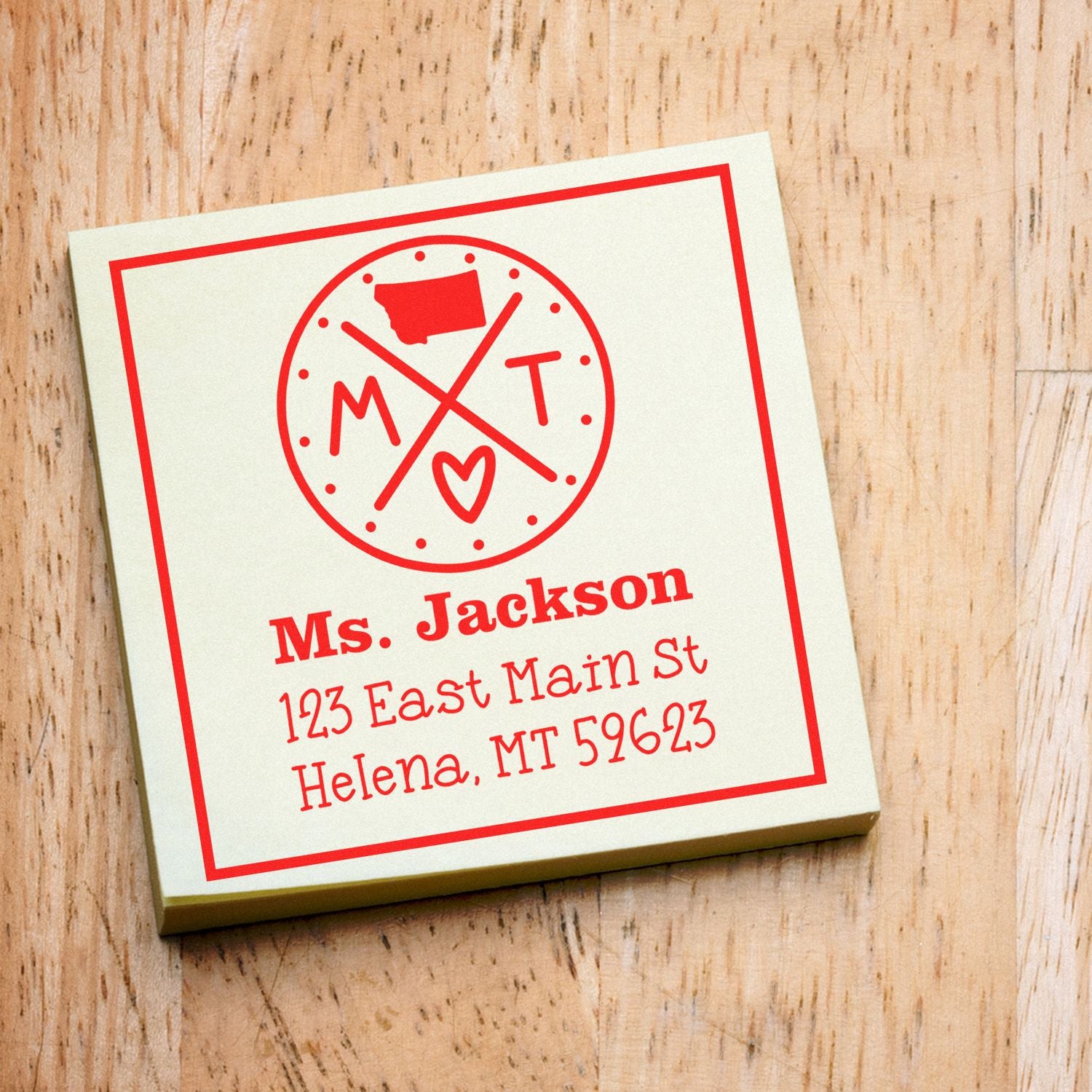 Wood Handle Montana State Cross Customizable Mailing Stamper - Engineer Seal Stamps