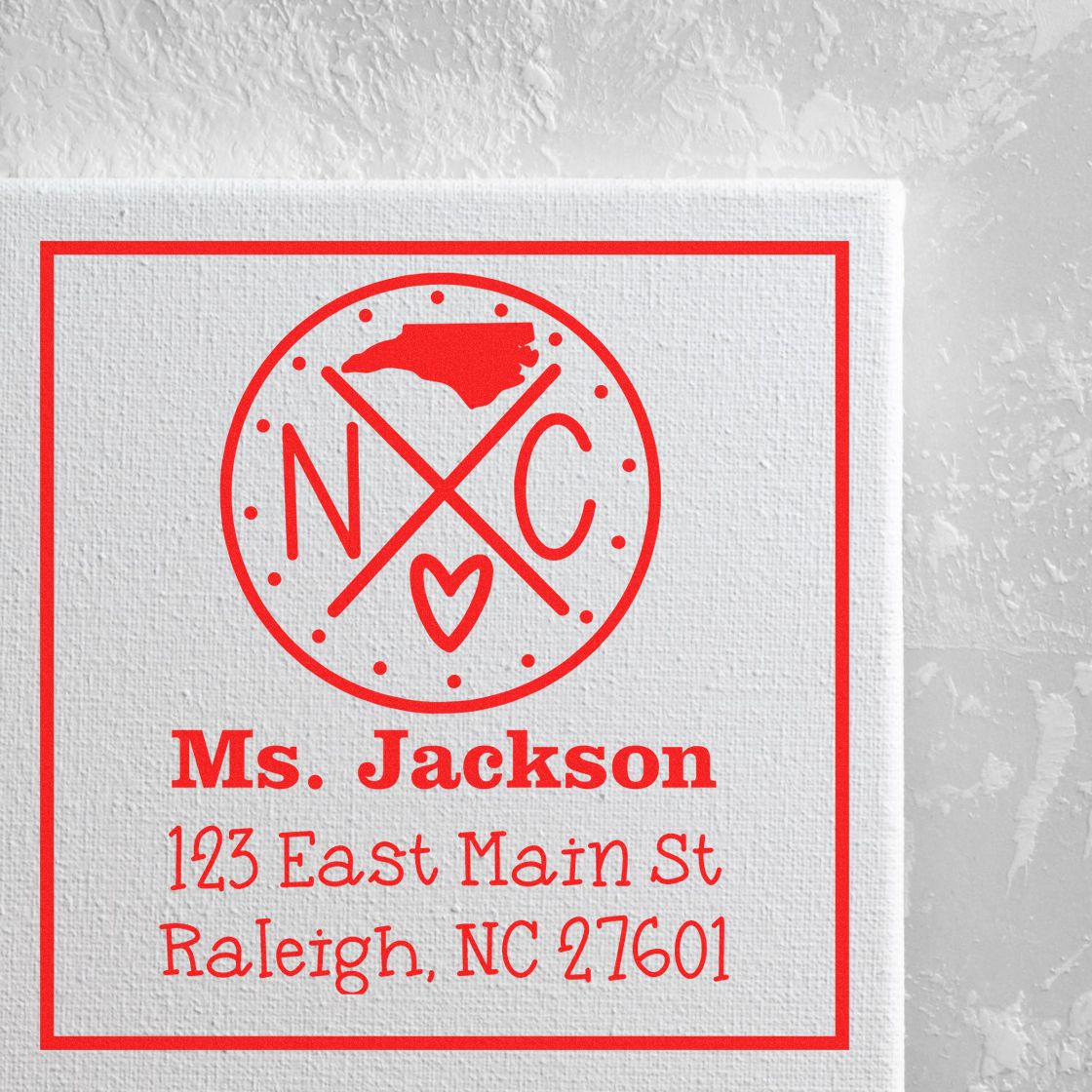 Self-Inking North Carolina State Cross Customizable Mailing Address Stamper - Engineer Seal Stamps
