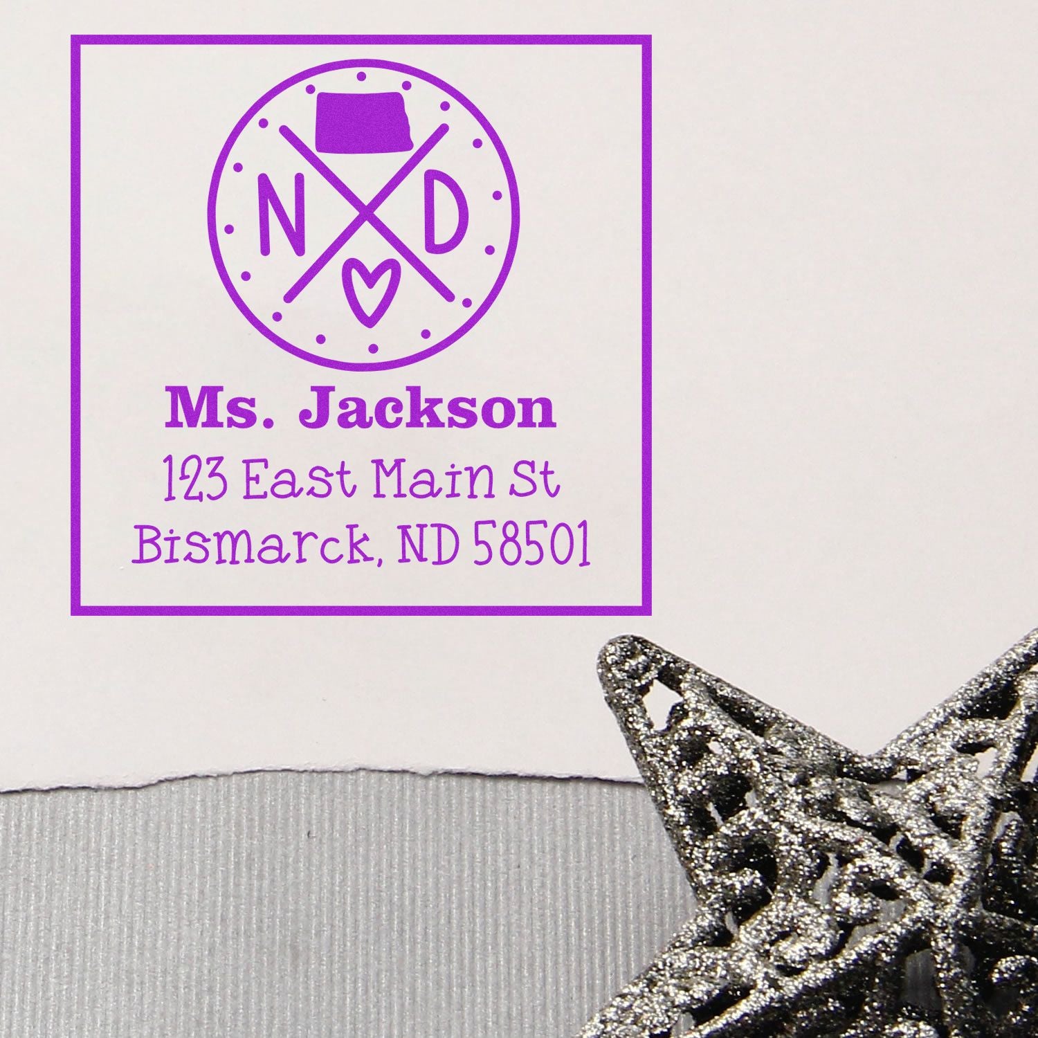 PSI Pre-Inked North Dakota State Cross Customizable Home Address for Envelopes Stamper - Engineer Seal Stamps