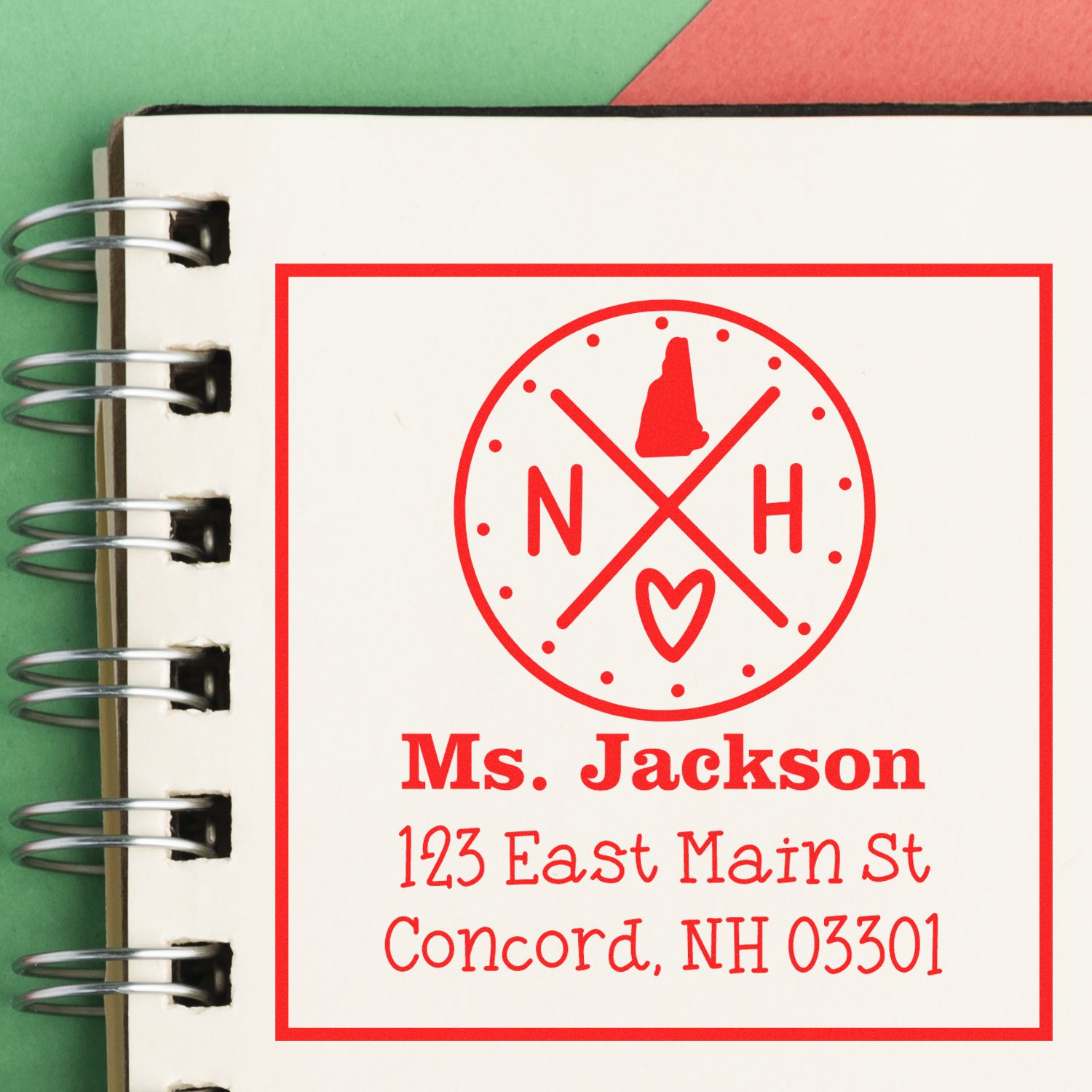 PSI Pre-Inked New Hampshire State Cross Customizable Mail Address Rubber Stamp - Engineer Seal Stamps