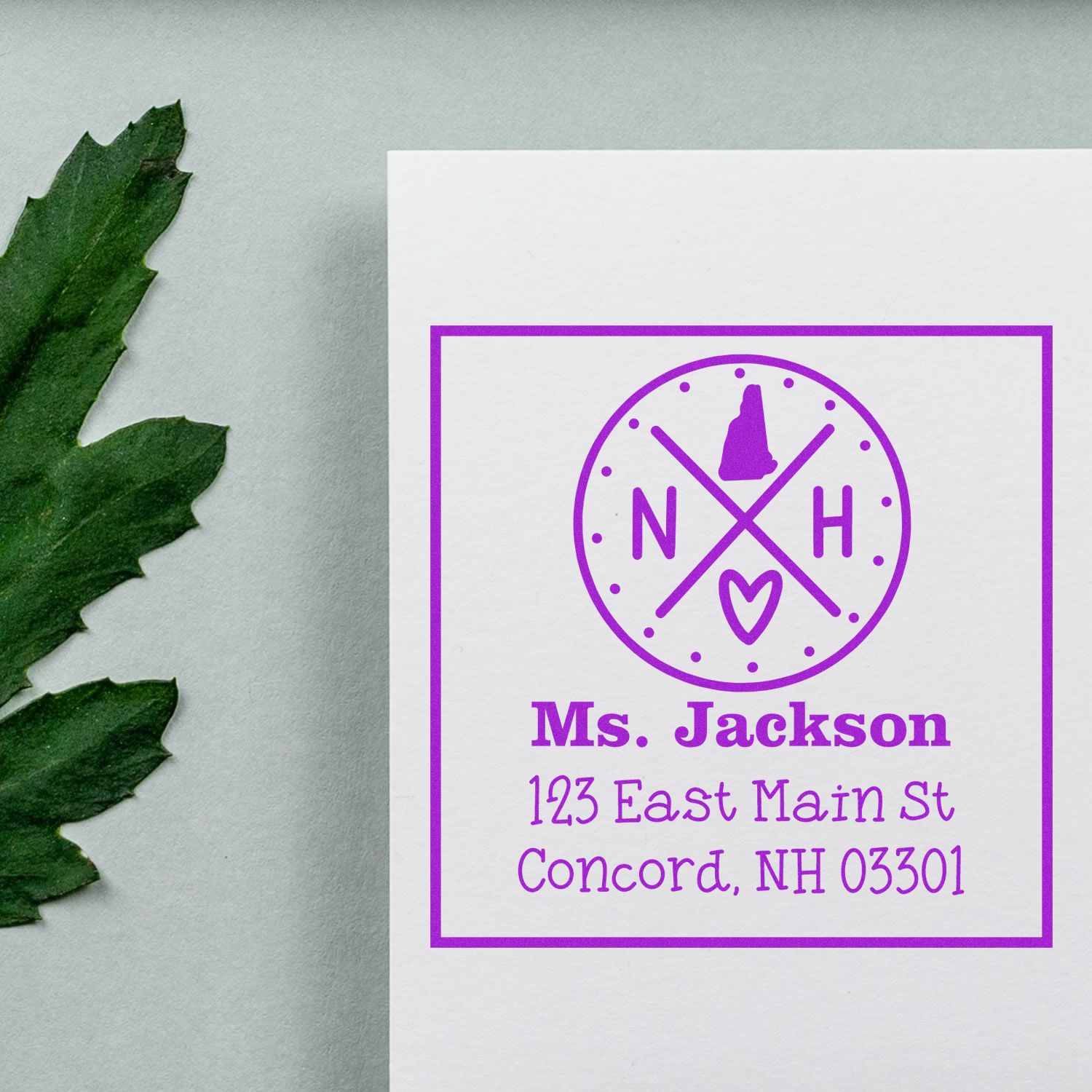 Slim New Hampshire State Cross Customizable Address Label Stamper - Engineer Seal Stamps