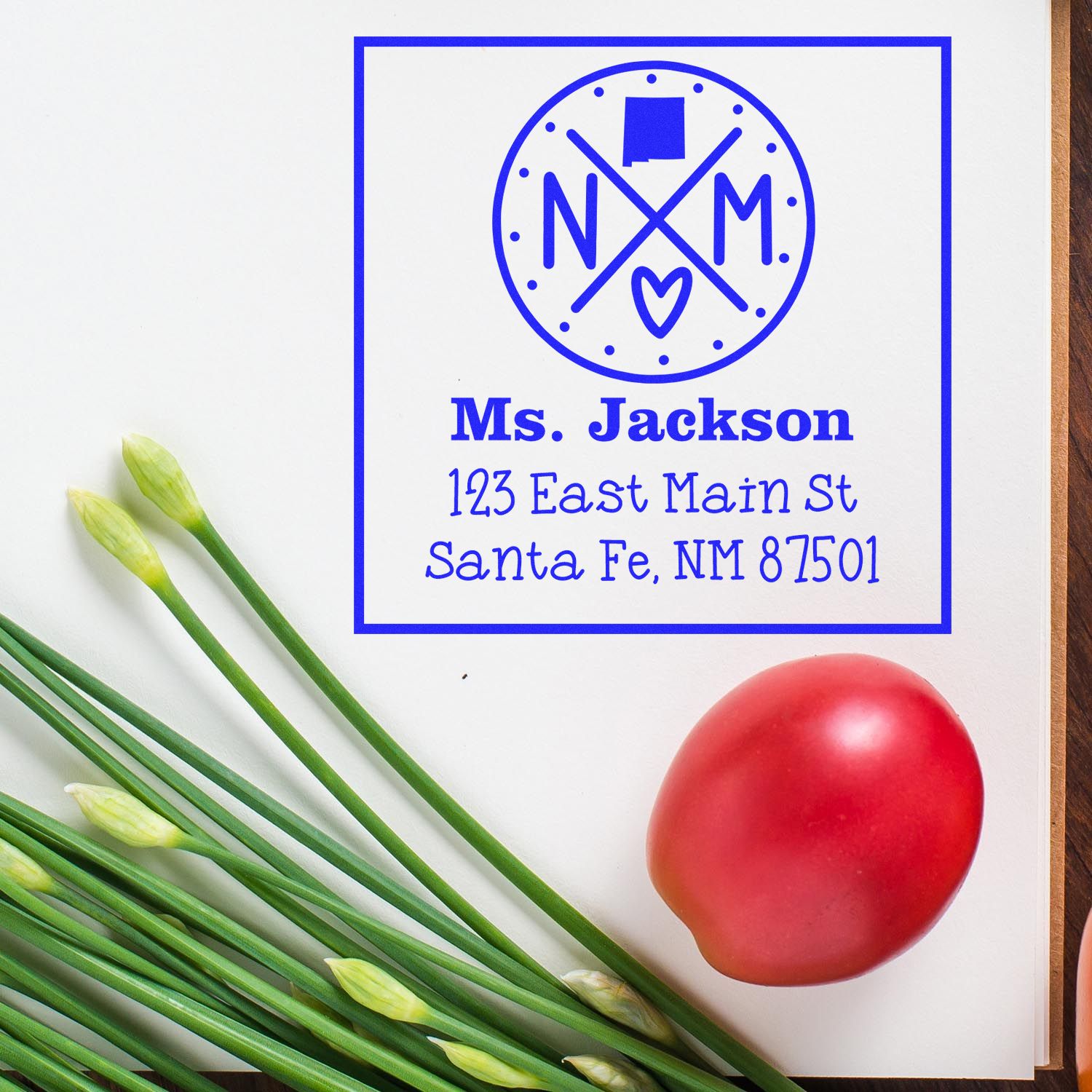 Wood Handle New Mexico State Cross Customizable Home Address Stamp - Engineer Seal Stamps