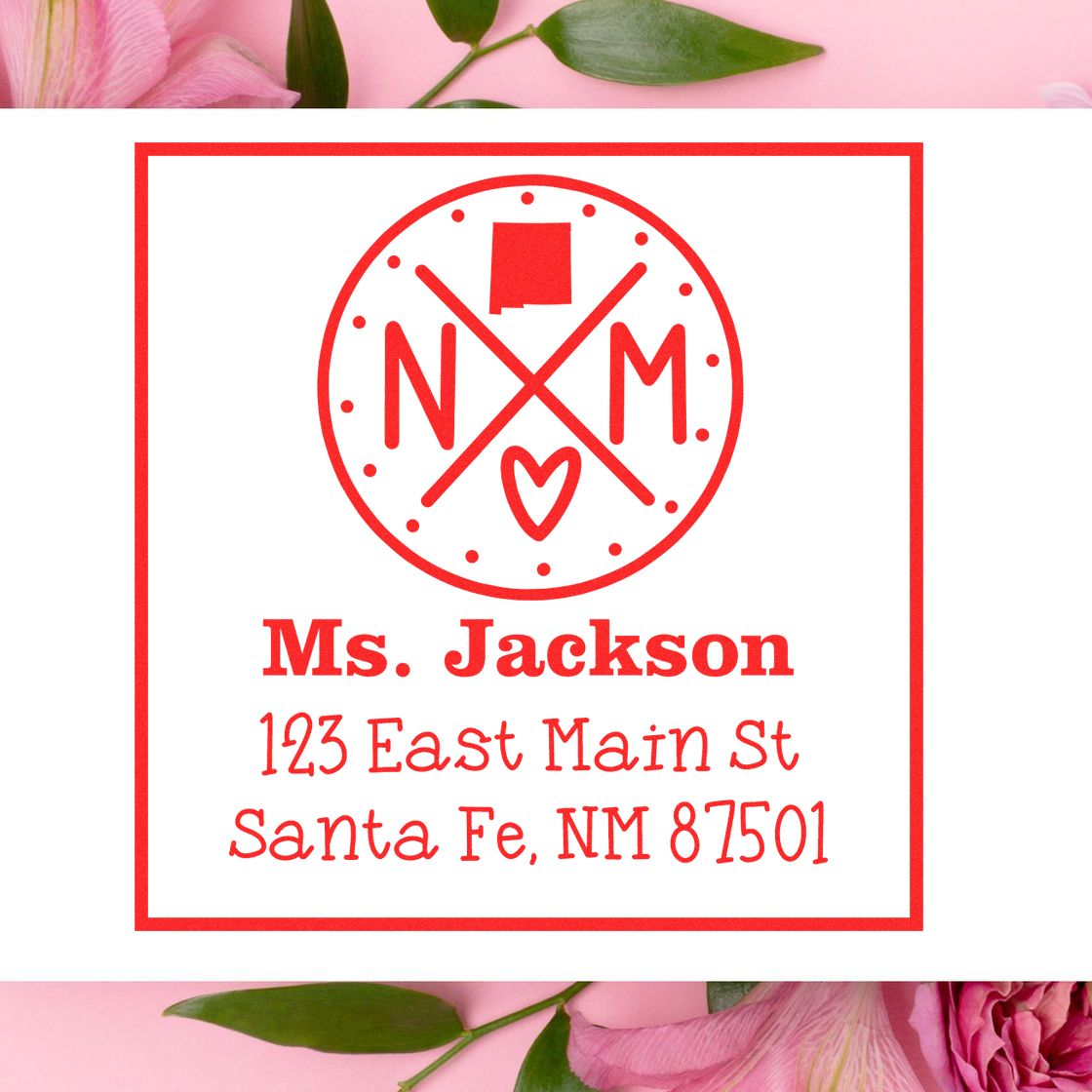 Self-Inking New Mexico State Cross Customizable Address Return Rubber Stamp - Engineer Seal Stamps