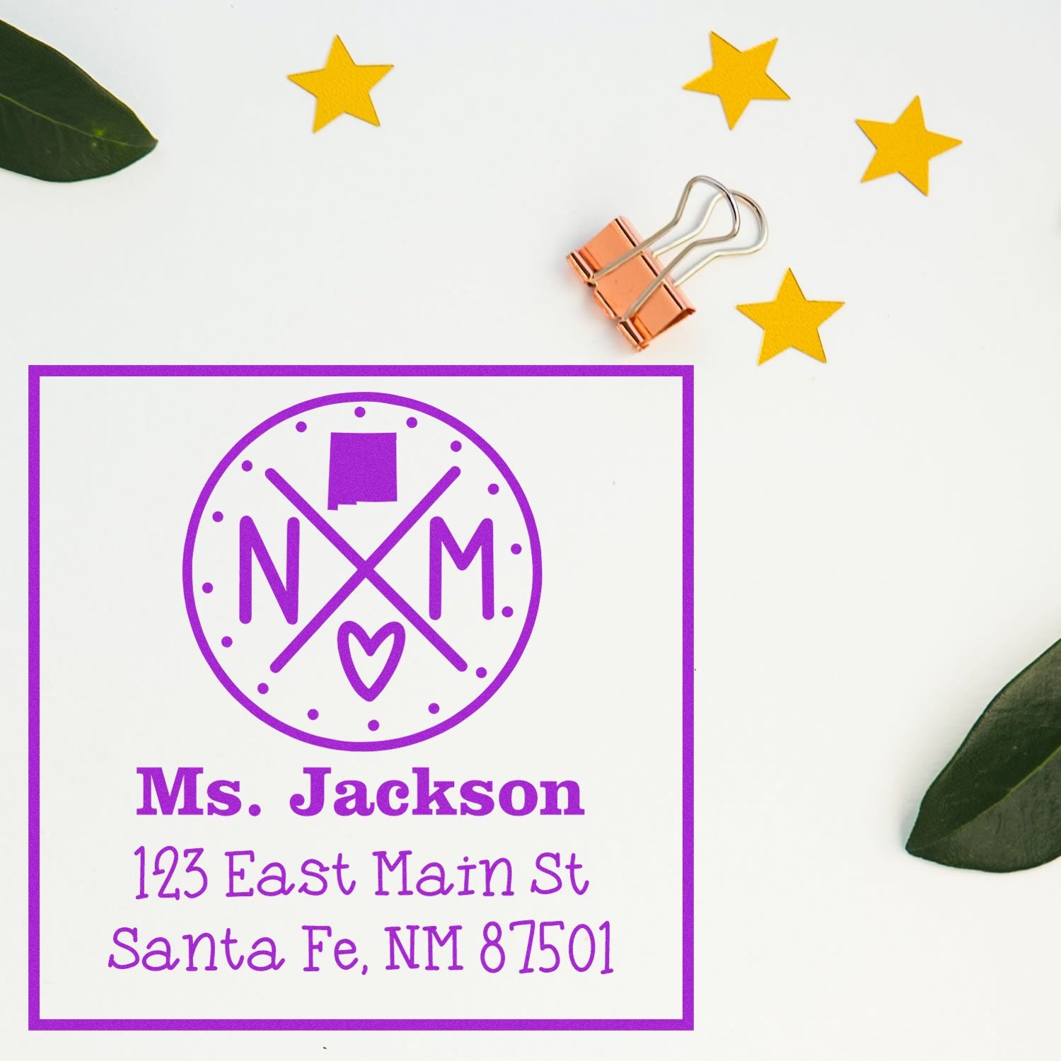 Self-Inking New Mexico State Cross Customizable Address Return Rubber Stamp - Engineer Seal Stamps