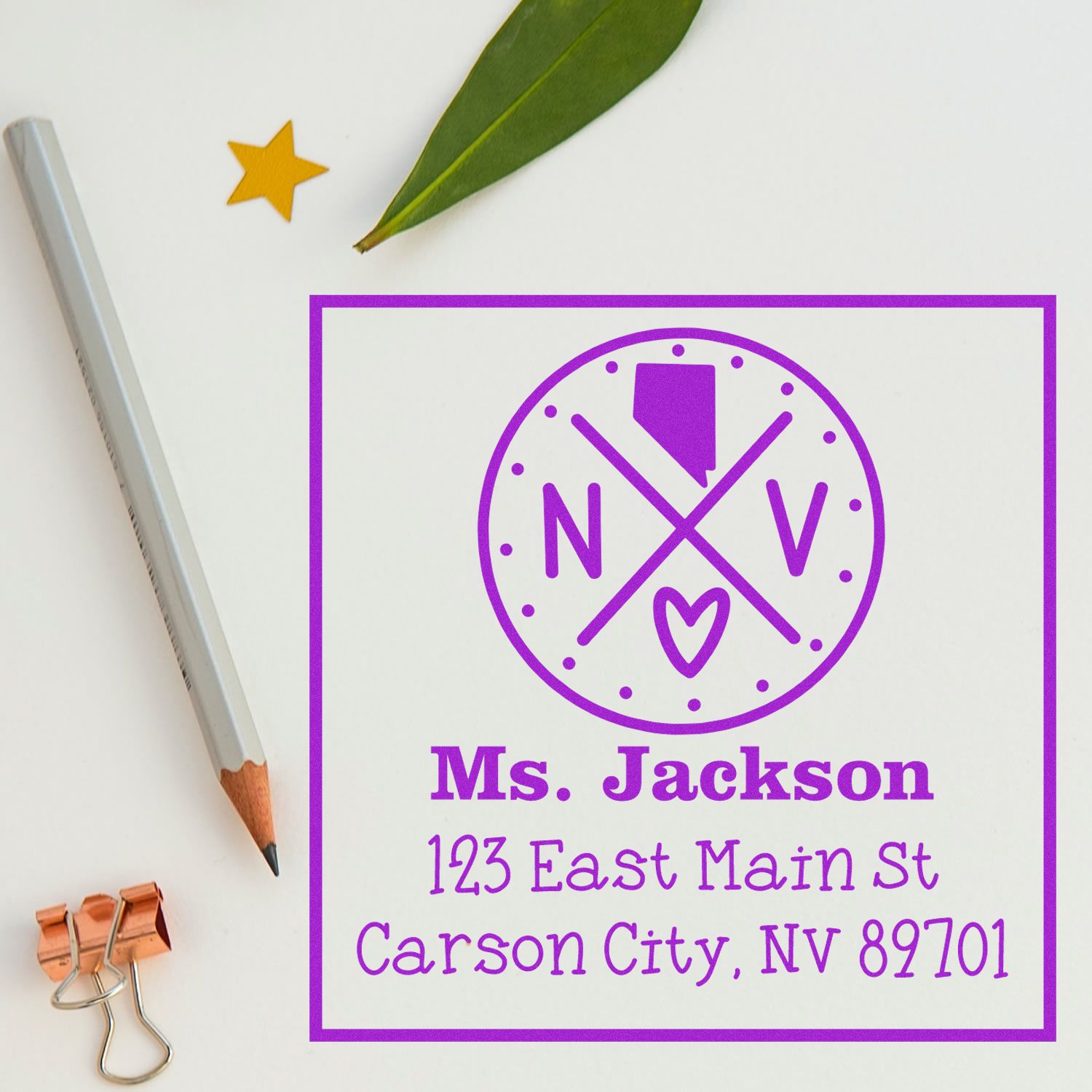 Wood Handle Nevada State Cross Customizable Mail Stamp - Engineer Seal Stamps