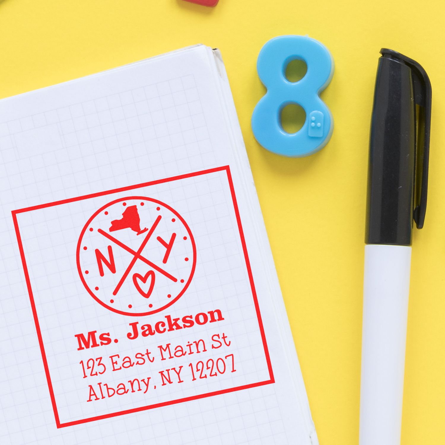 Slim New York State Cross Custom-Made Address Stamper - Engineer Seal Stamps