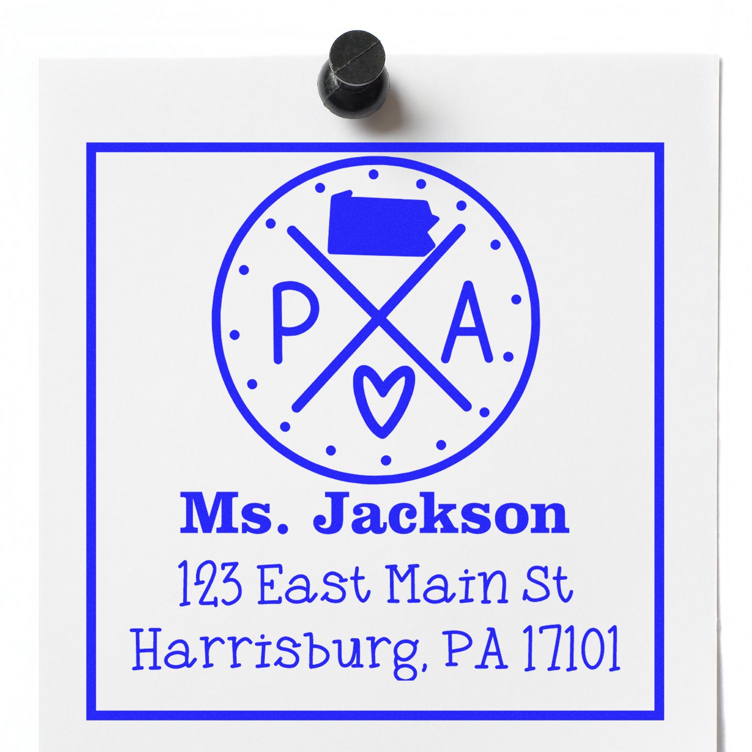 PSI Pre-Inked Pennsylvania State Cross Customizable Address Label Rubber Stamp - Engineer Seal Stamps