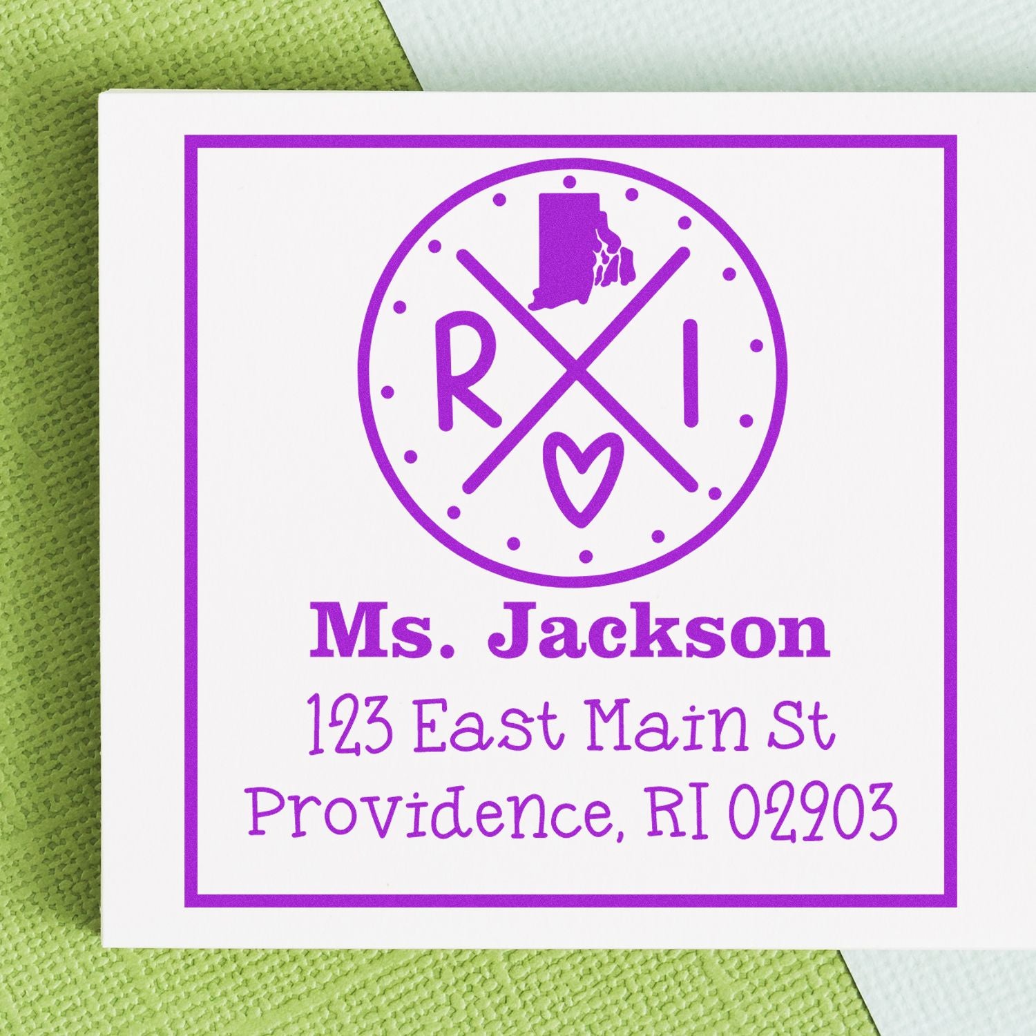 Wood Handle Rhode Island State Cross Customizable Address Return Rubber Stamp - Engineer Seal Stamps