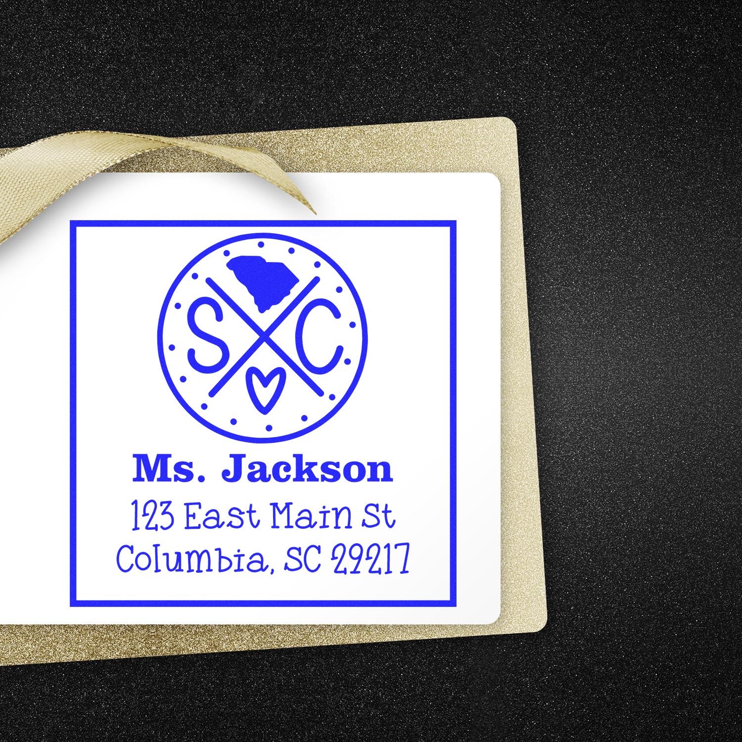 Self-Inking South Carolina State Cross Customizable New Address Rubber Stamp - Engineer Seal Stamps