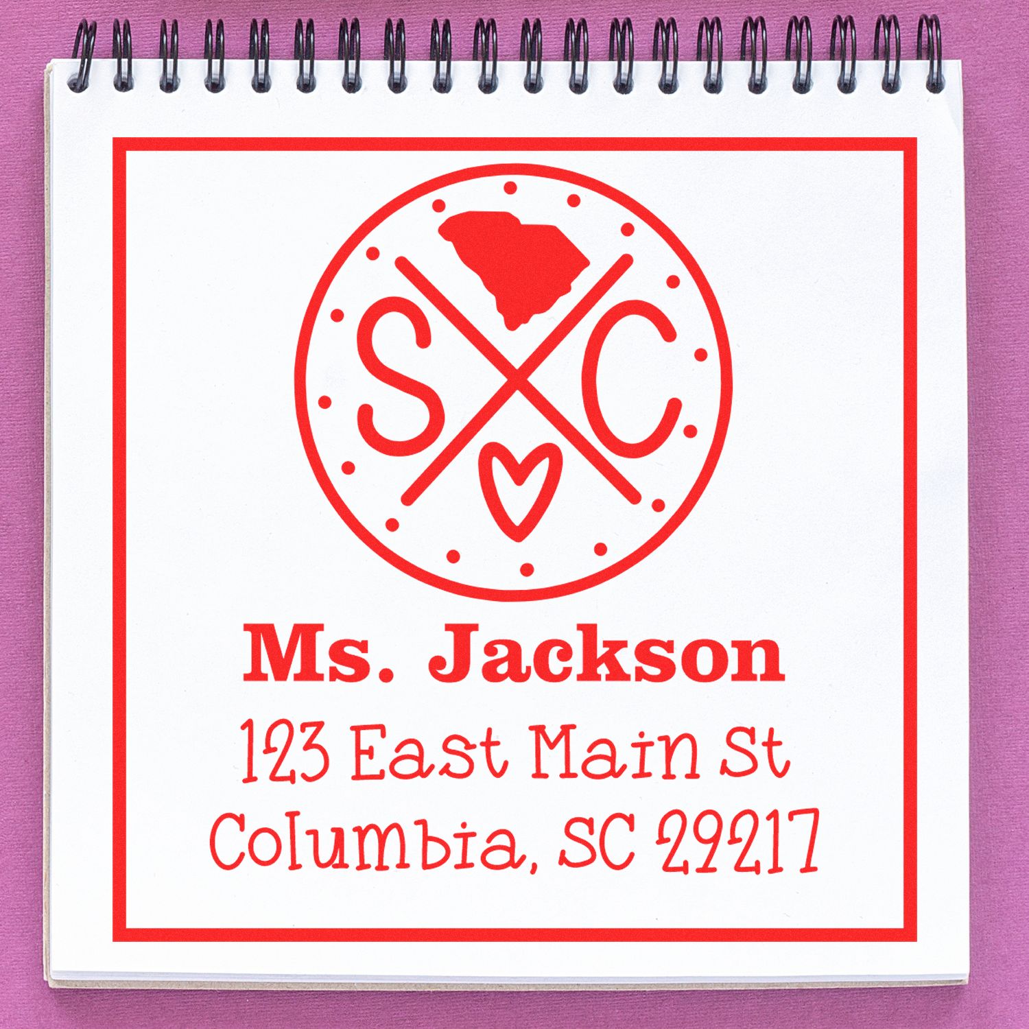 Slim South Carolina State Cross Custom-Made Mailing Stamp - Engineer Seal Stamps