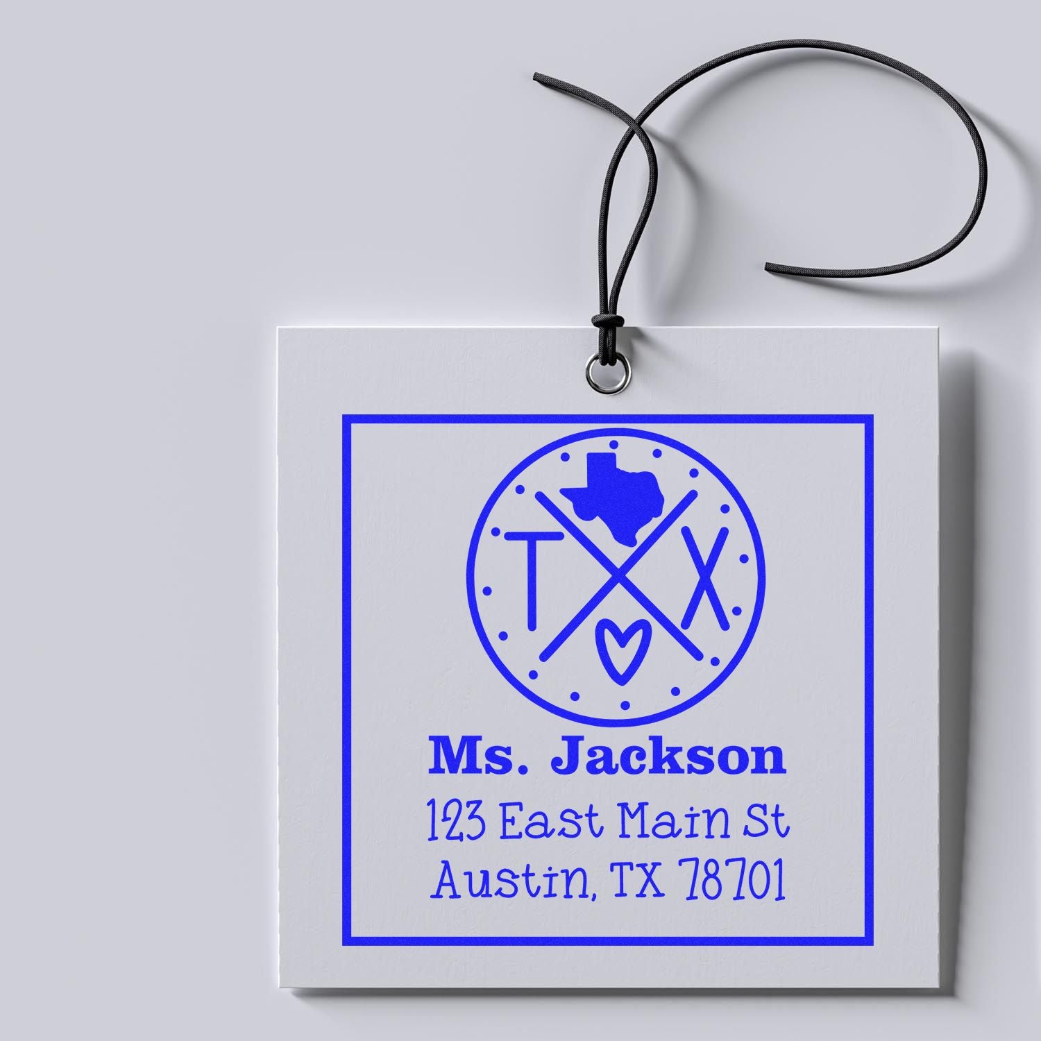 Wood Handle Texas State Cross Customizable Mail Address Stamp - Engineer Seal Stamps