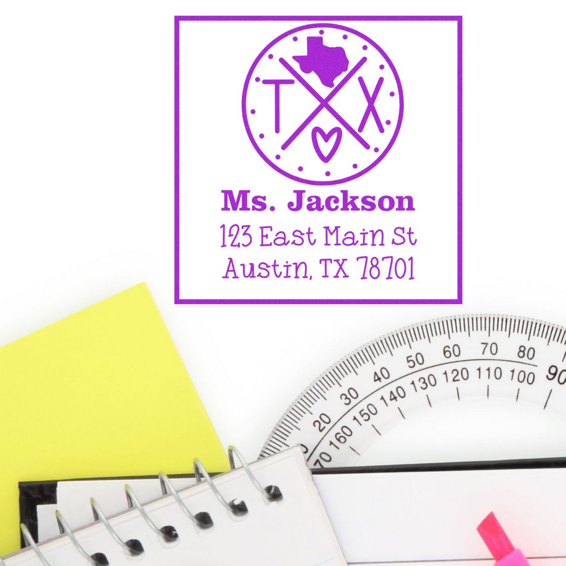Self-Inking Texas State Cross Customizable Home Address for Envelopes Rubber Stamp - Engineer Seal Stamps