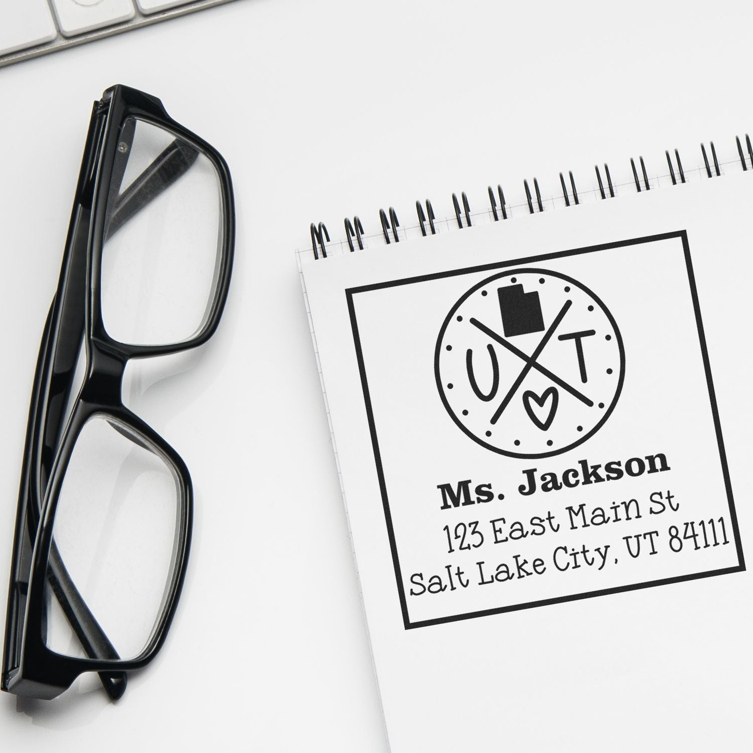 Self-Inking Utah State Cross Customizable Address Label Stamp - Engineer Seal Stamps