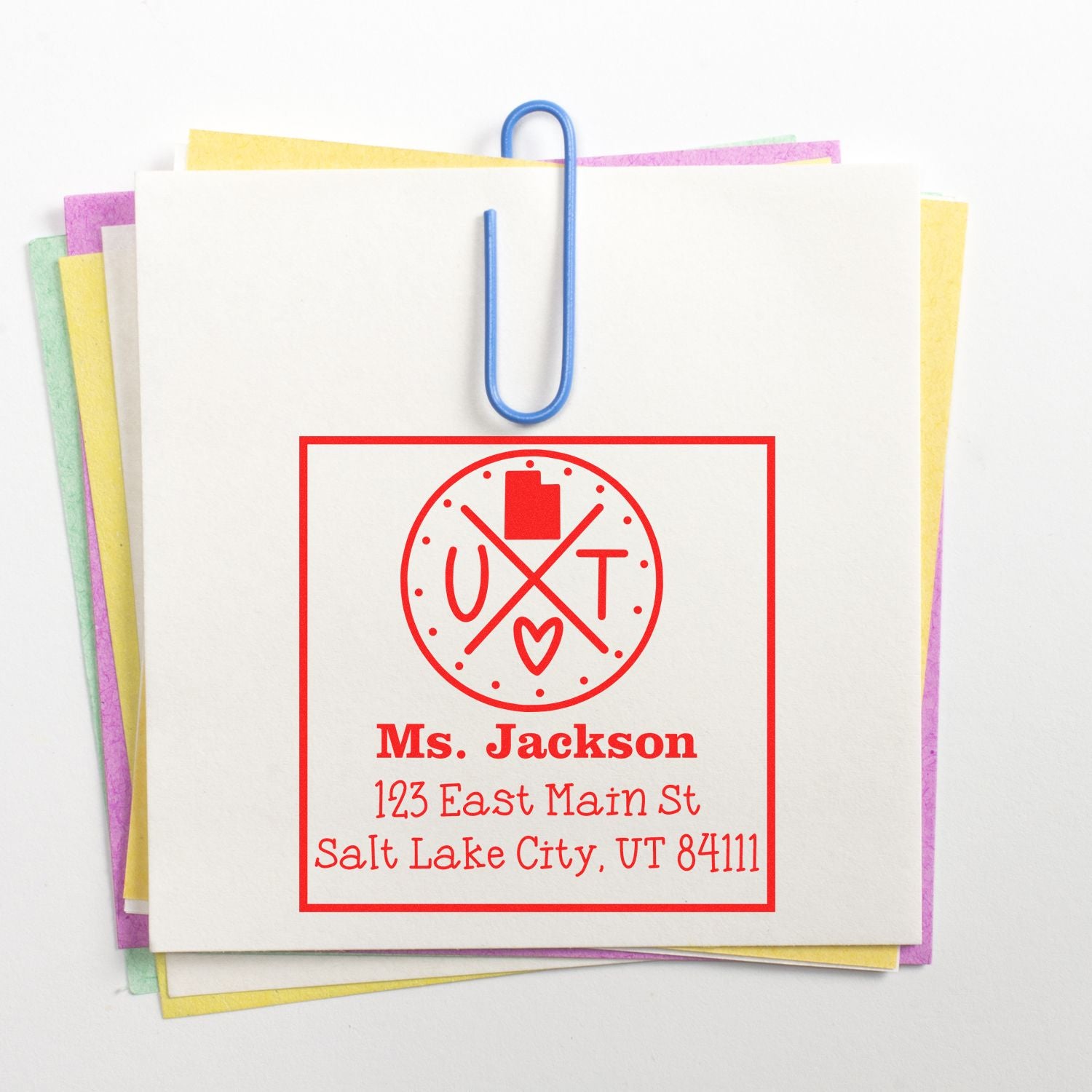 PSI Pre-Inked Utah State Cross Custom-Made Return Address Rubber Stamp - Engineer Seal Stamps