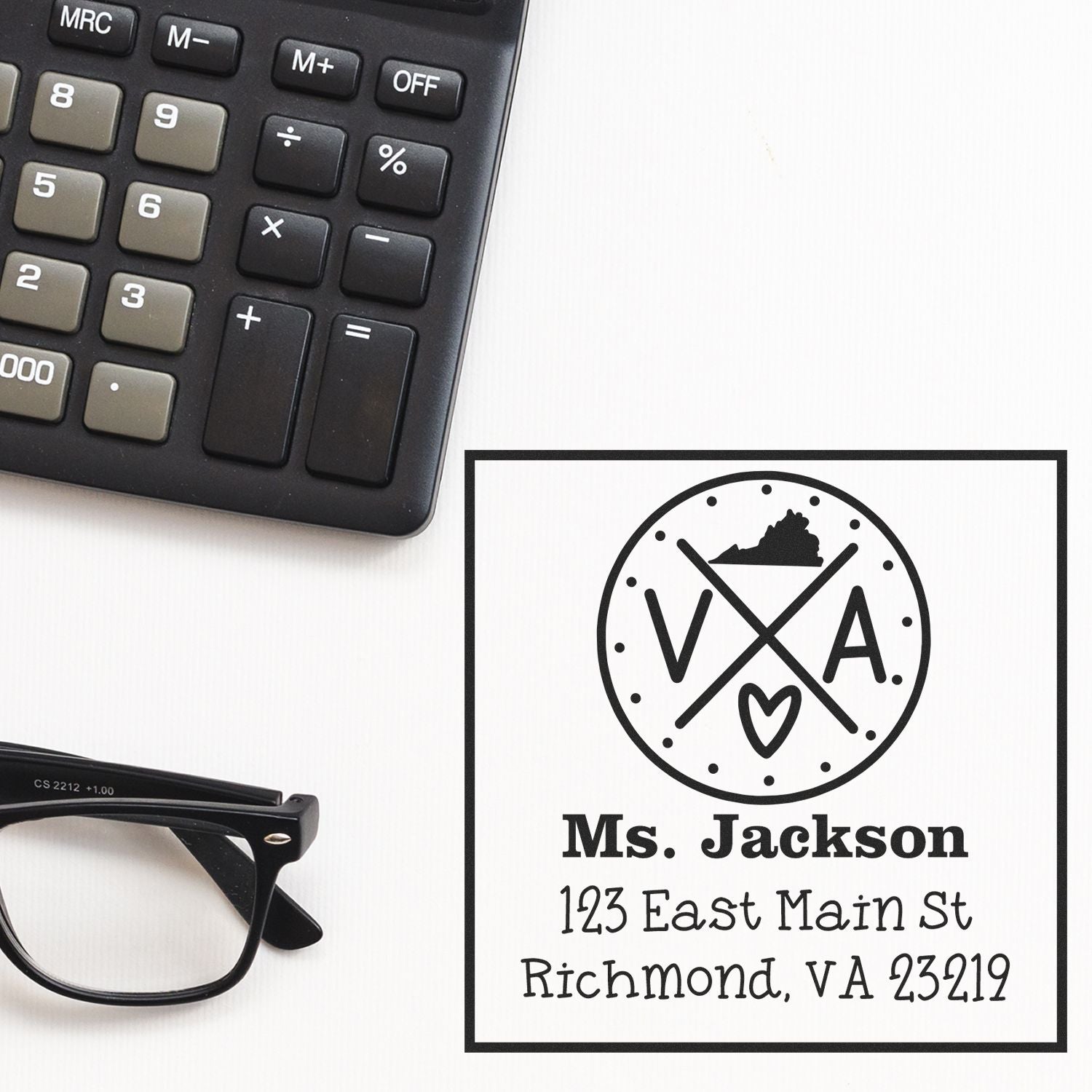 PSI Pre-Inked Virginia State Cross Custom-Made Name and Address Stamper - Engineer Seal Stamps