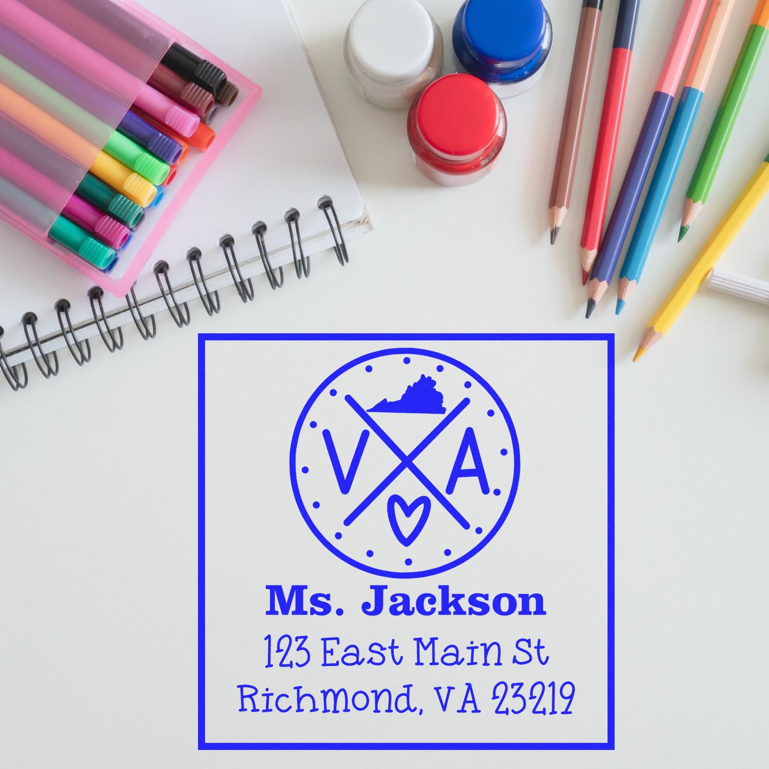 PSI Pre-Inked Virginia State Cross Custom-Made Name and Address Stamper - Engineer Seal Stamps