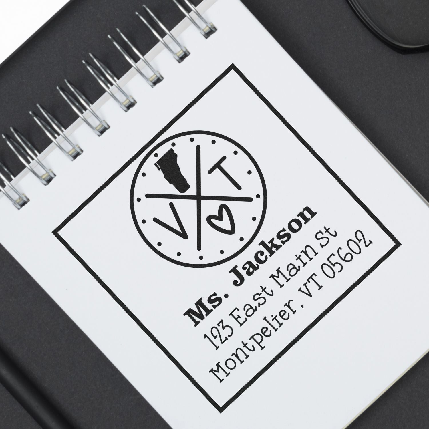 Wood Handle Vermont State Cross Customizable Mail Address Rubber Stamp - Engineer Seal Stamps
