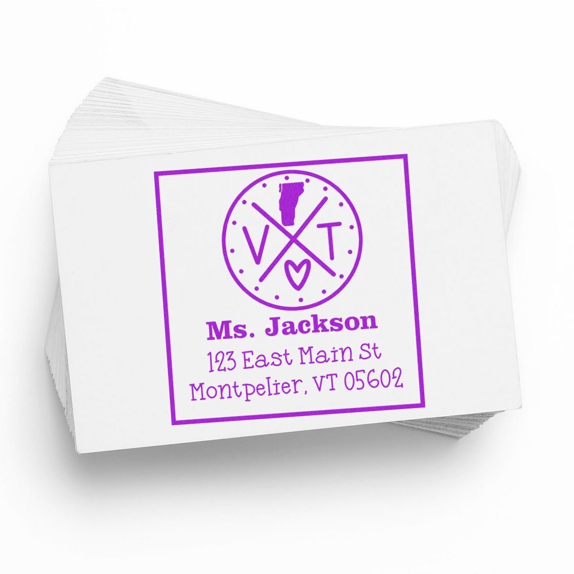 Self-Inking Vermont State Cross Customizable Address Label Stamper - Engineer Seal Stamps