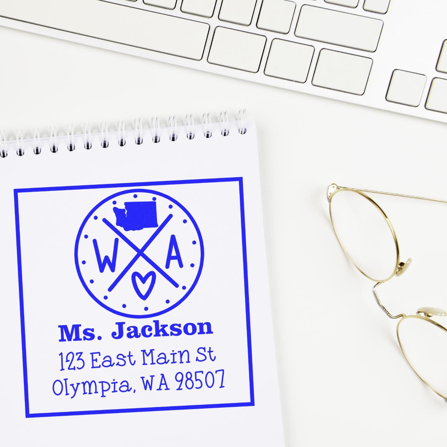 PSI Pre-Inked Washington State Cross Custom-Made Name and Address Rubber Stamp - Engineer Seal Stamps