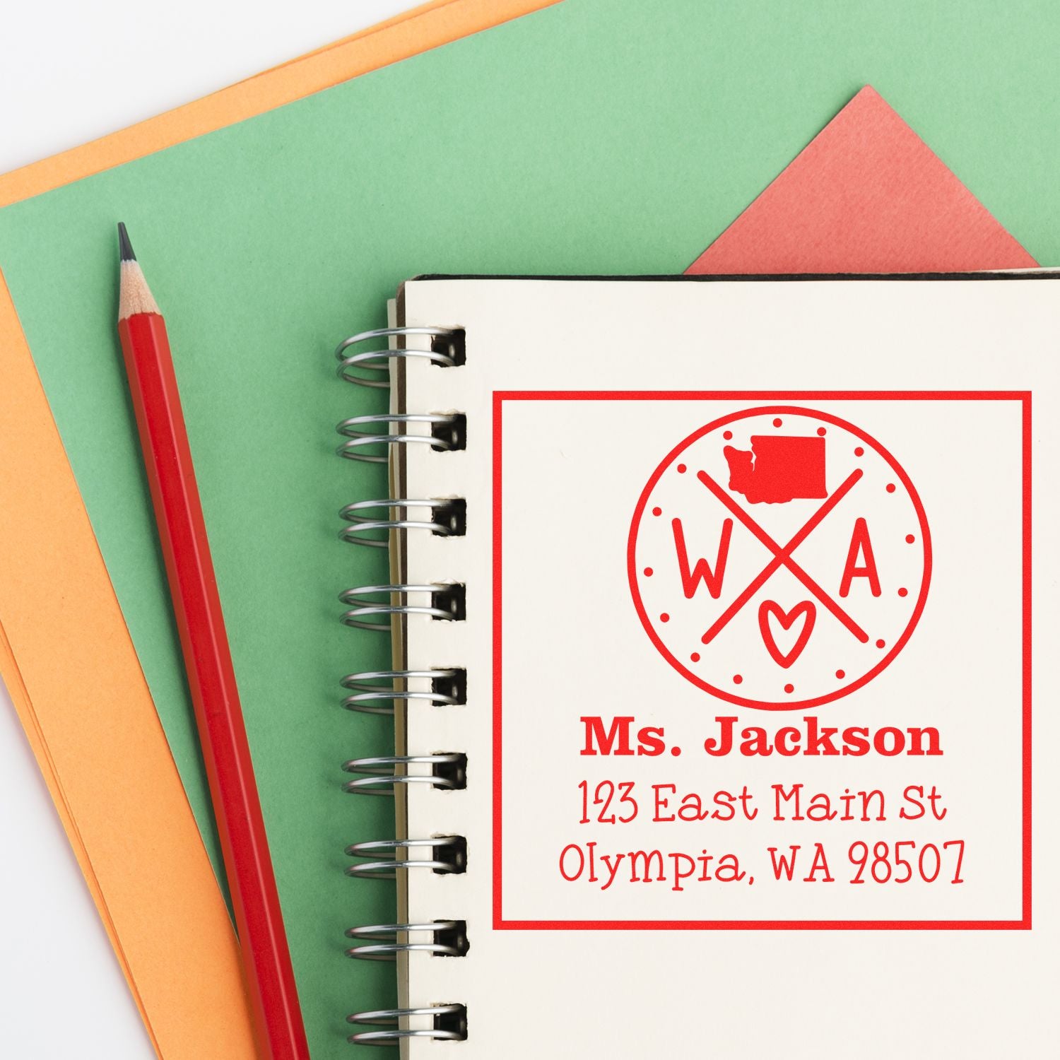 PSI Pre-Inked Washington State Cross Custom-Made Name and Address Rubber Stamp - Engineer Seal Stamps