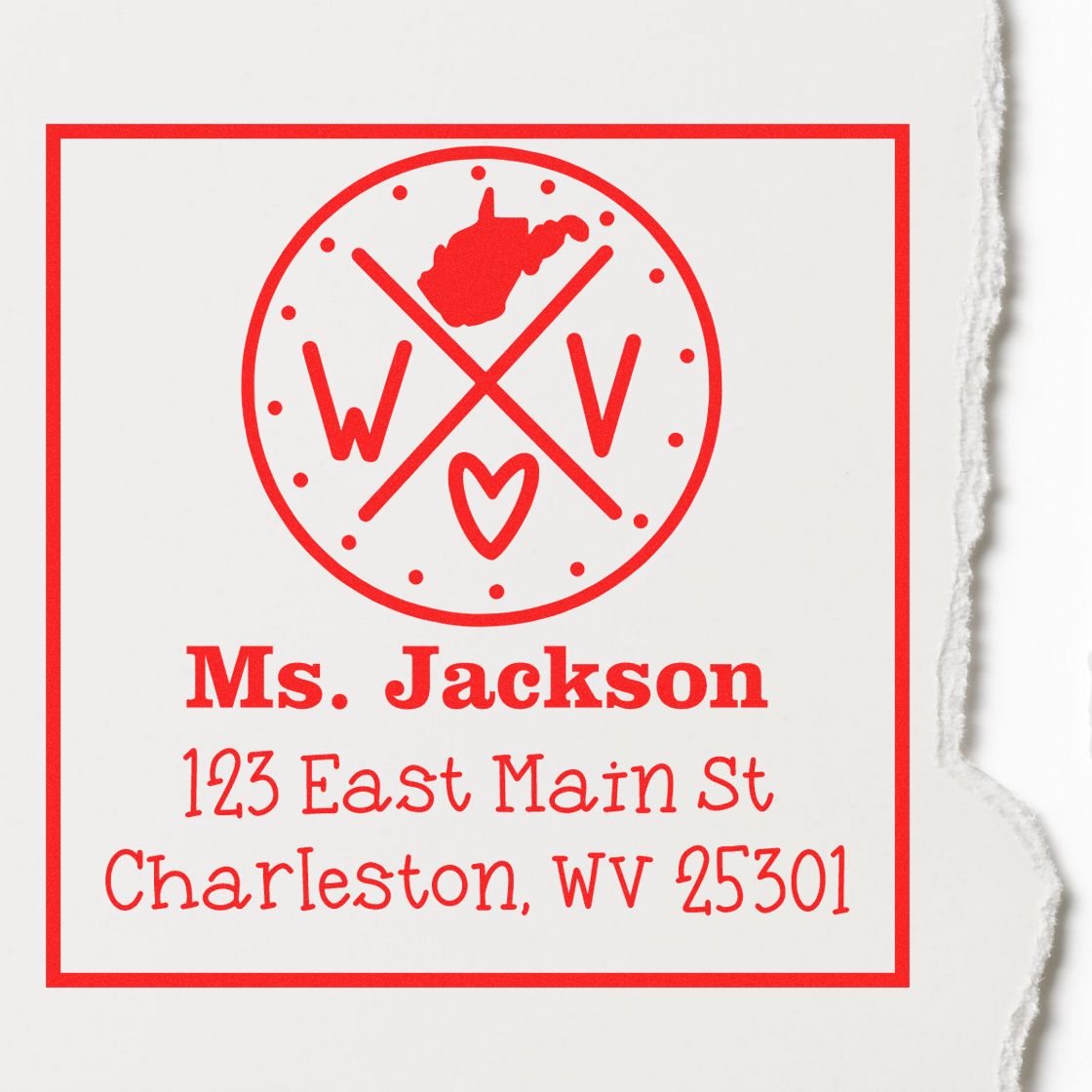 Self-Inking West Virginia State Cross Custom-Made Address Stamper - Engineer Seal Stamps