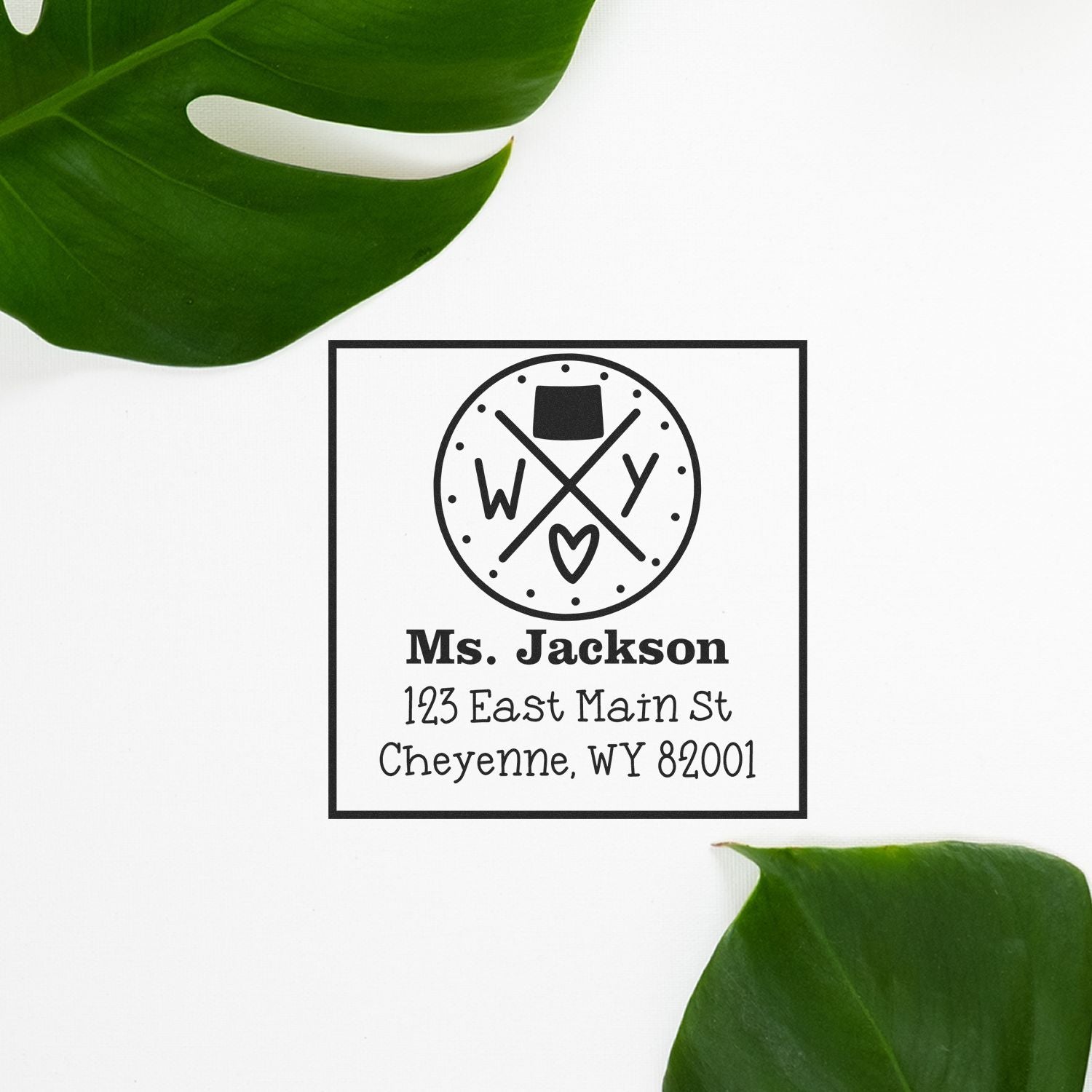 Wood Handle Wyoming State Cross Customizable Home Address for Envelopes Stamper - Engineer Seal Stamps