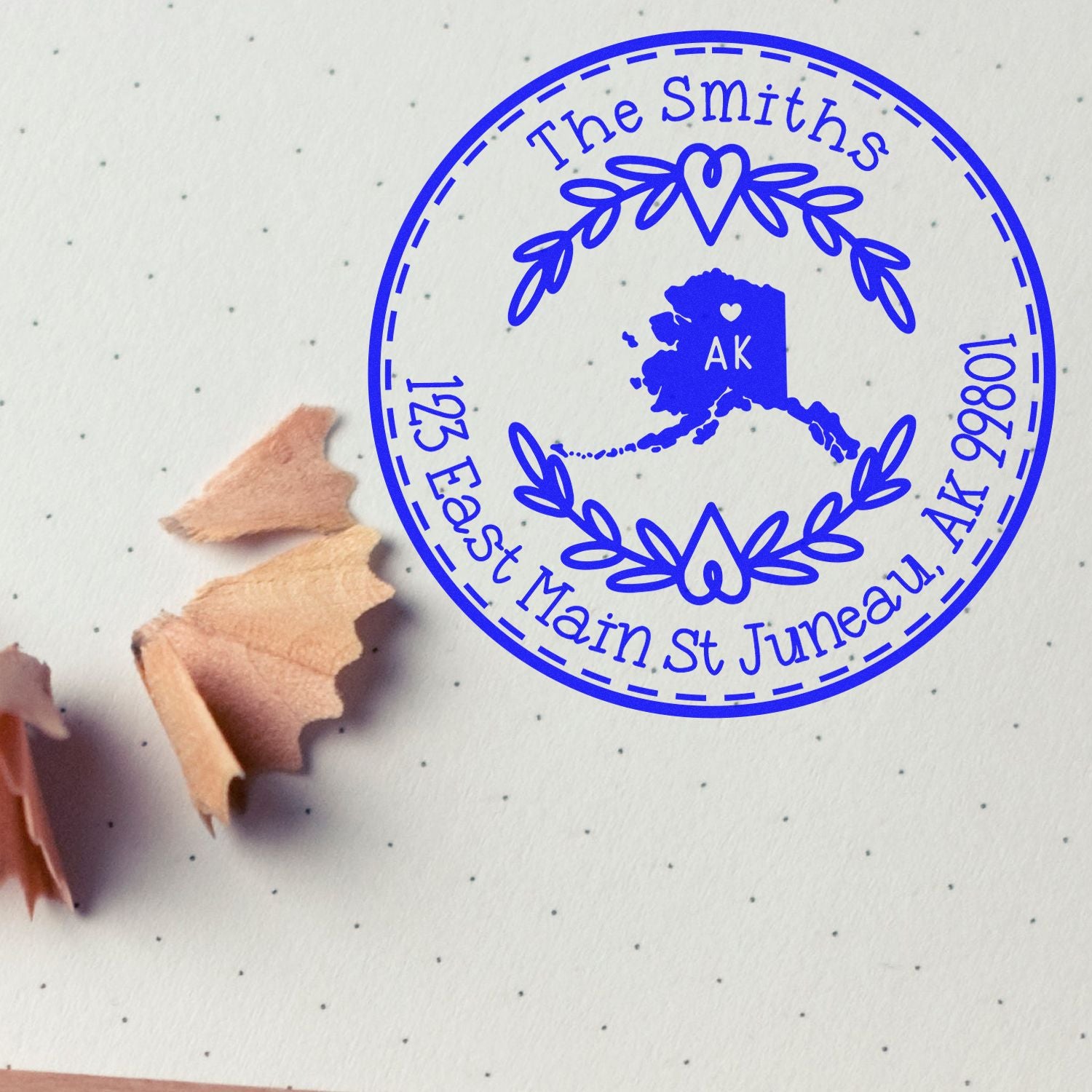 Self-Inking Round Alaska State Wreath Customized Return Address Rubber Stamp - Engineer Seal Stamps