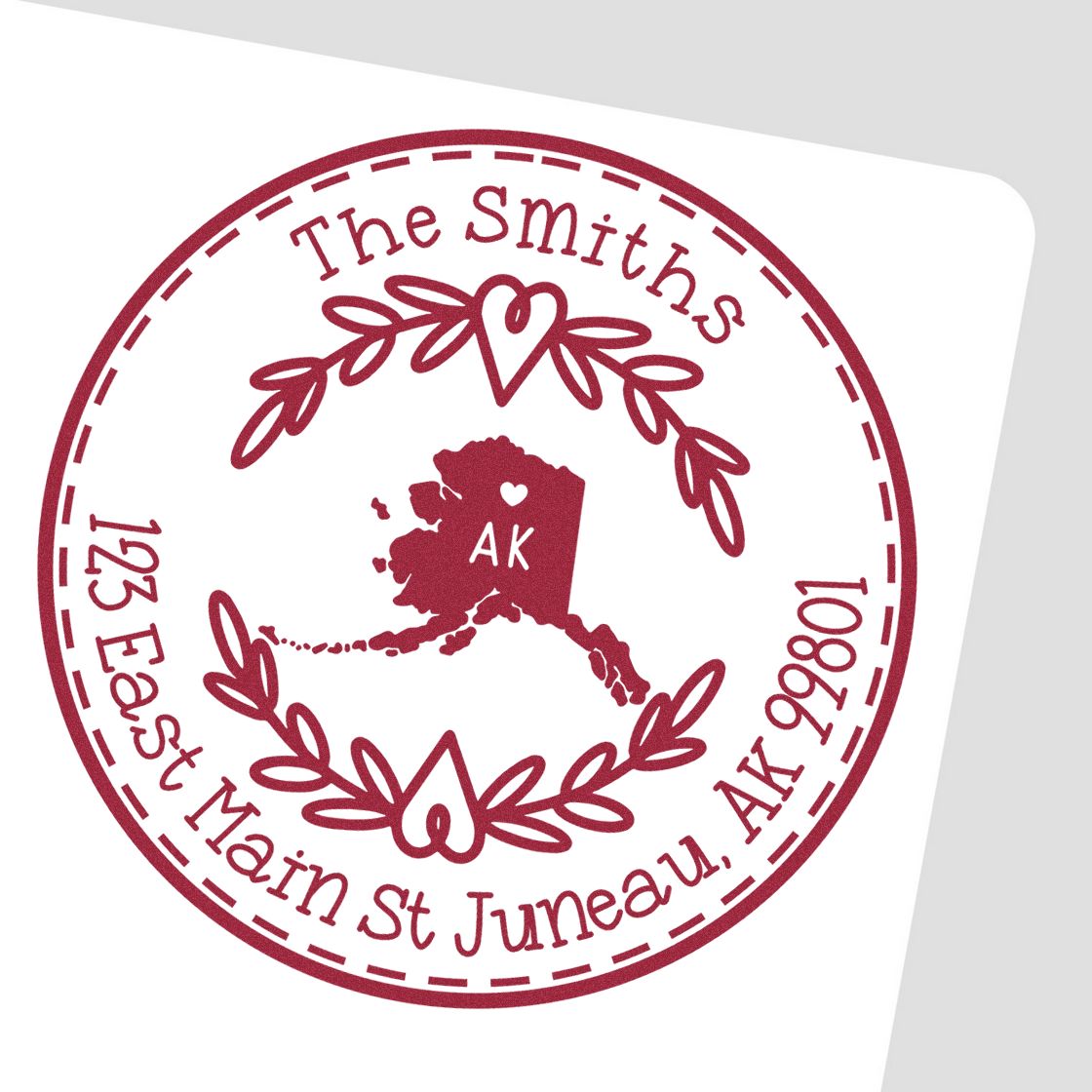 Self-Inking Round Alaska State Wreath Customized Return Address Rubber Stamp - Engineer Seal Stamps