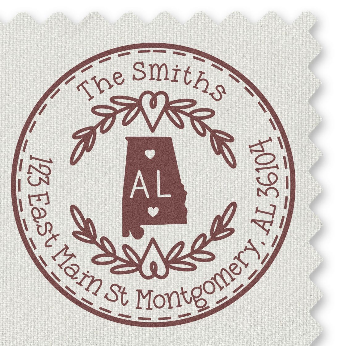 Self-Inking Round Alabama State Wreath Customized New Home Address Stamper - Engineer Seal Stamps