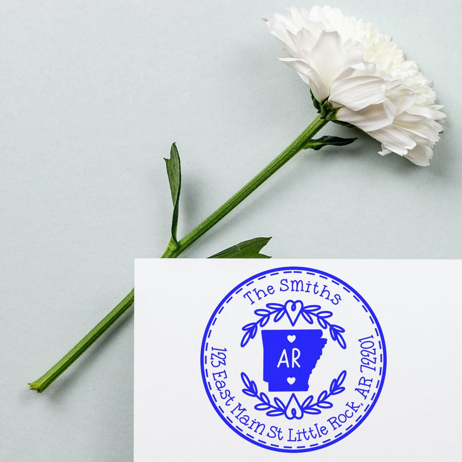 Self-Inking Round Arkansas State Wreath Customized Return Address Stamper - Engineer Seal Stamps