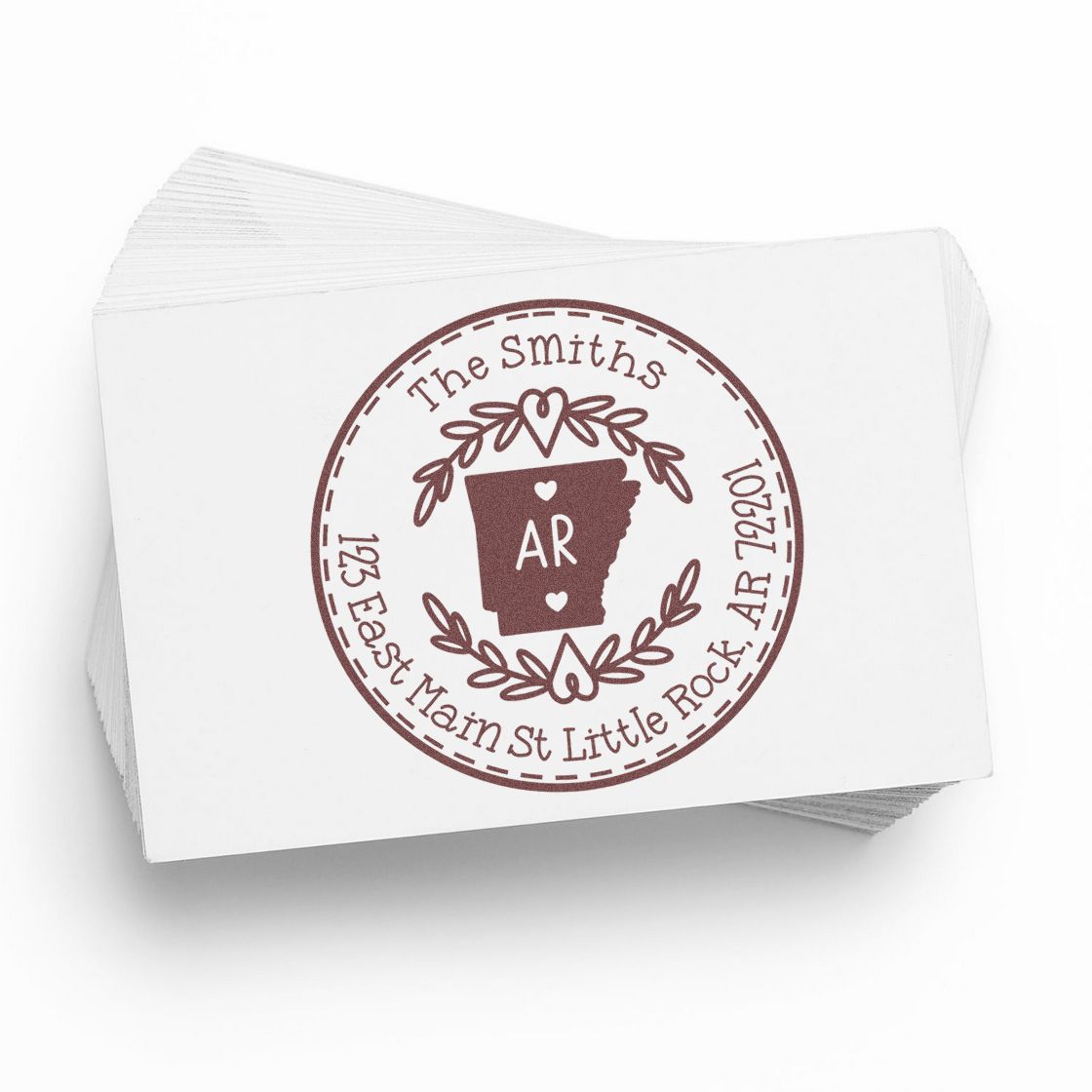 Wooden Handle Round Arkansas State Wreath Custom-Made New Address Rubber Stamp - Engineer Seal Stamps