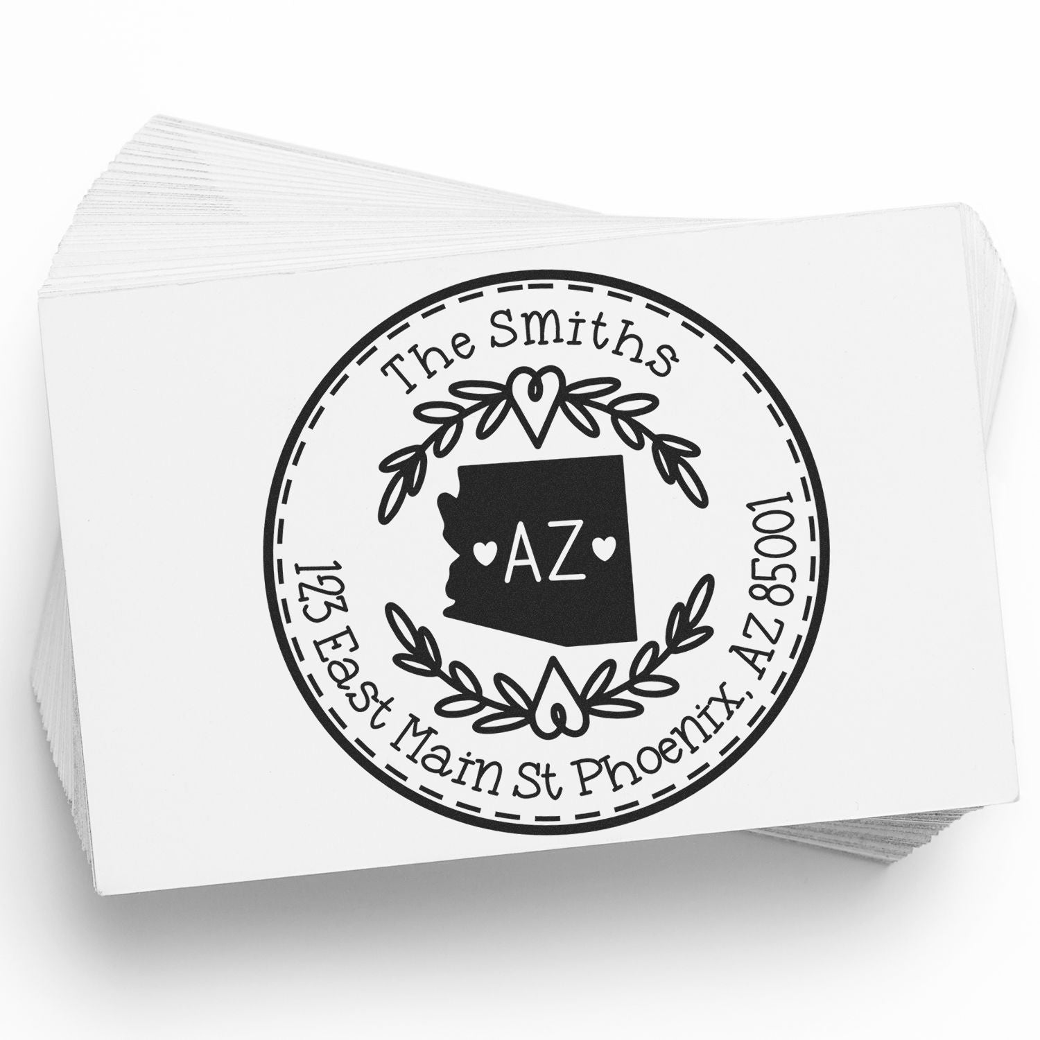 Round PSI Arizona State Wreath Customized Address Pre-Inked Stamp - Engineer Seal Stamps
