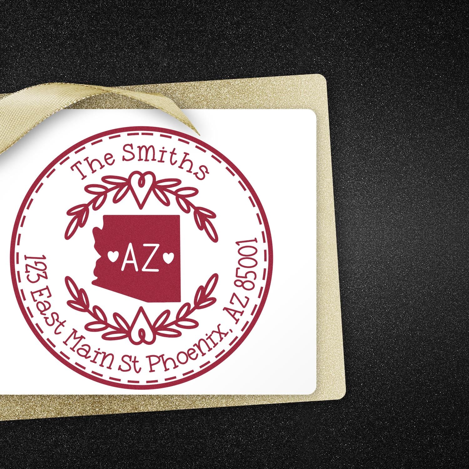 Slim Arizona State Wreath Customizable Home Address Pre-Inked Stamp - Engineer Seal Stamps