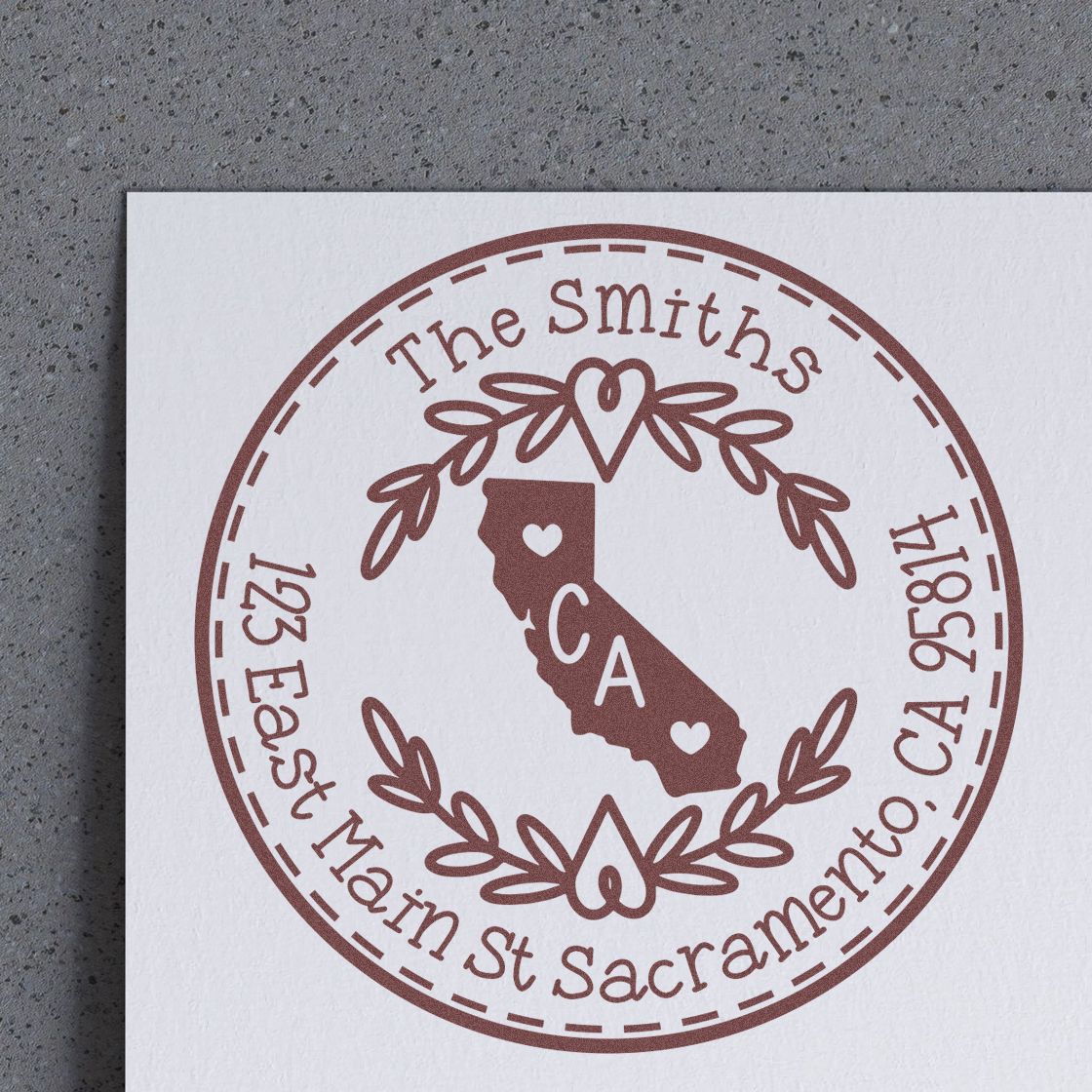 Round PSI California State Wreath Customized Address Stamper - Engineer Seal Stamps