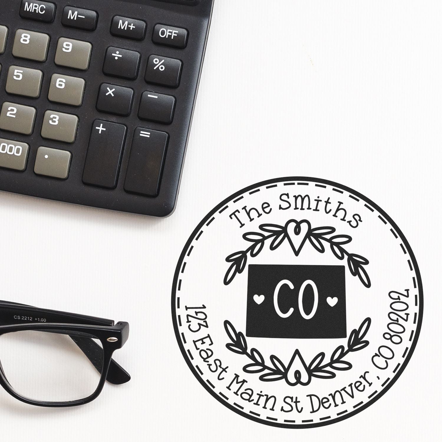 Self-Inking Round Colorado State Wreath Custom-Made Address Label Stamp - Engineer Seal Stamps