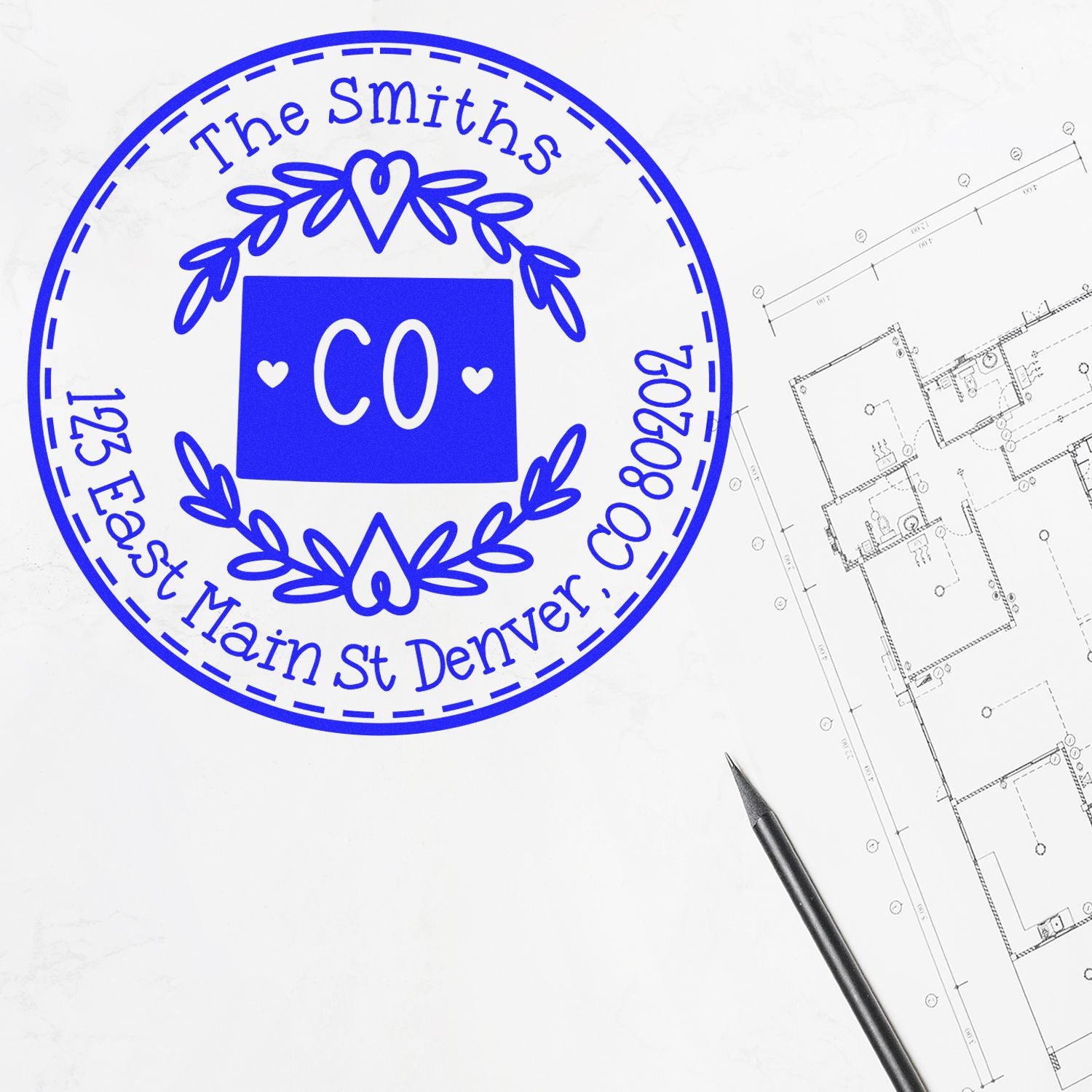Slim Colorado State Wreath Customizable Mail Address Pre-Inked Stamp - Engineer Seal Stamps